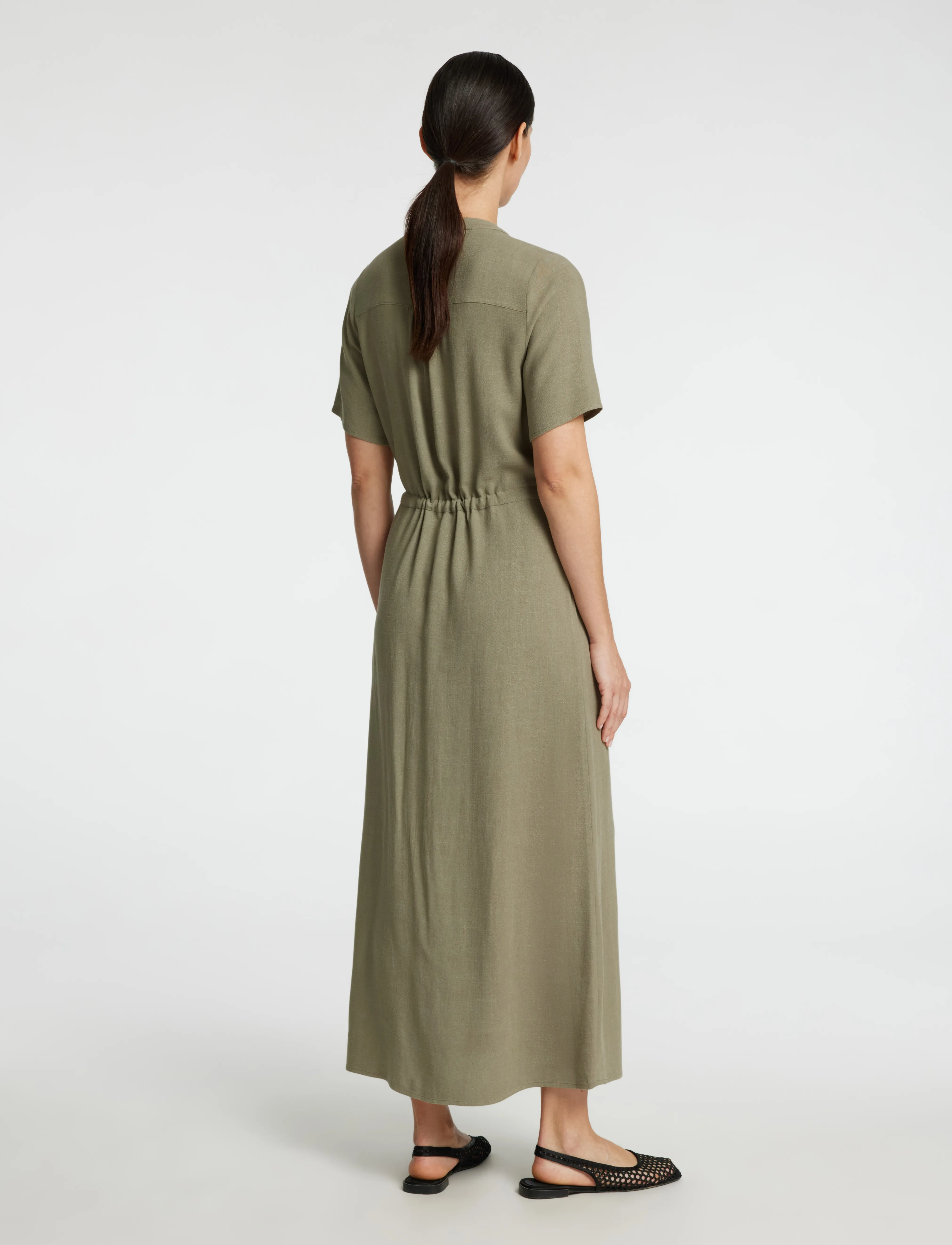 Selected - SLFVIVA-DAMINA SS ANKLE SUN DRESS NOOS - vetiver - 2