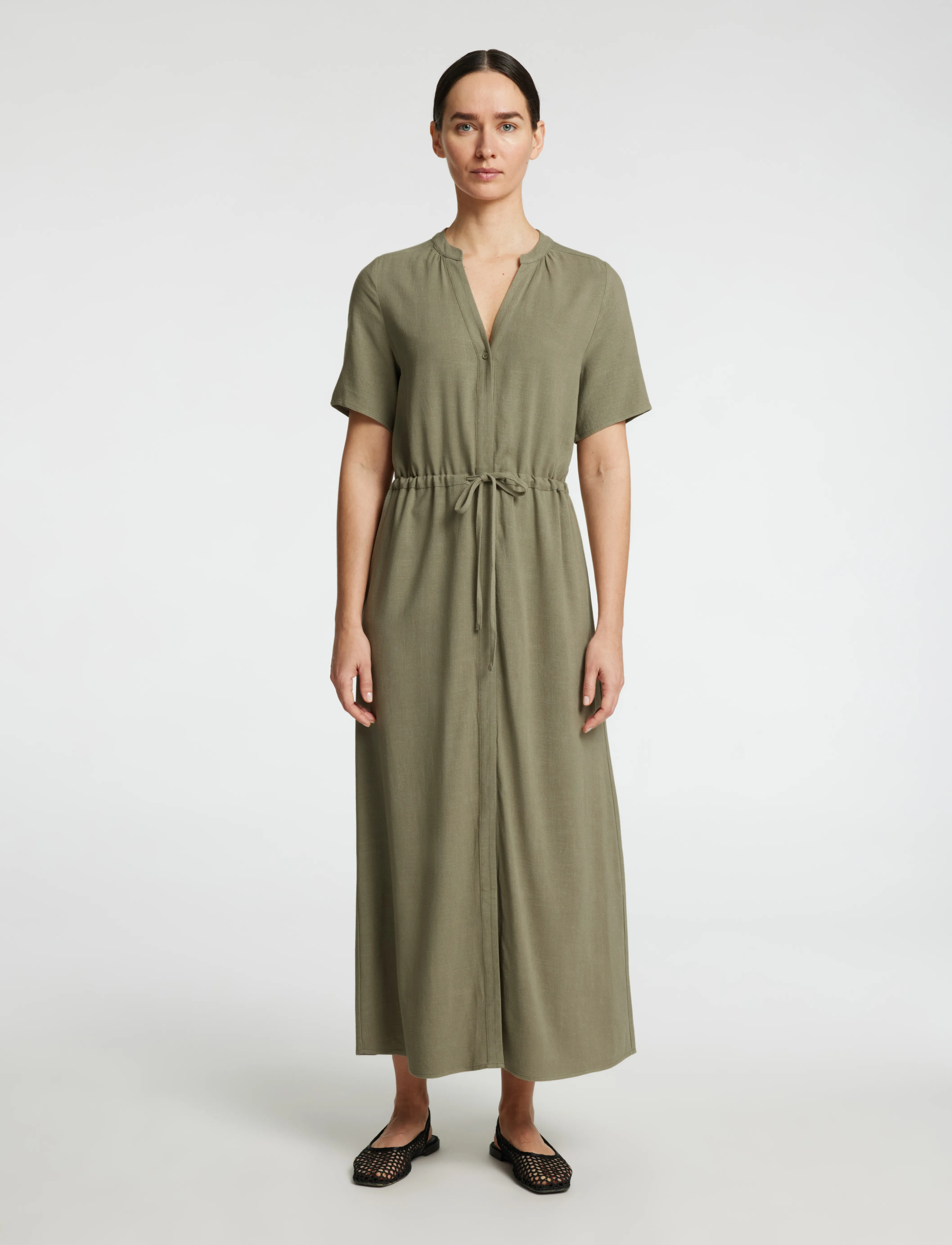 Selected - SLFVIVA-DAMINA SS ANKLE SUN DRESS NOOS - vetiver - 3