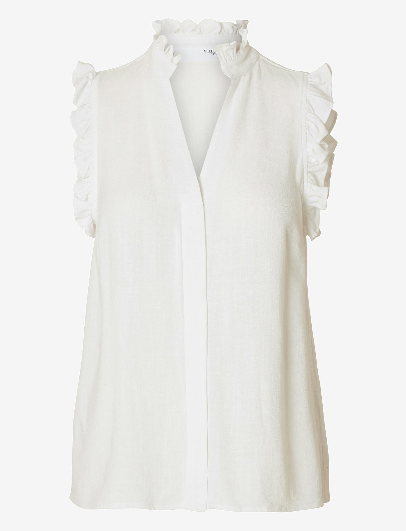 Selected - SLWVIVA SL SUN RUFFLE TOP NOOS - Ärmellose tops - snow white - 1