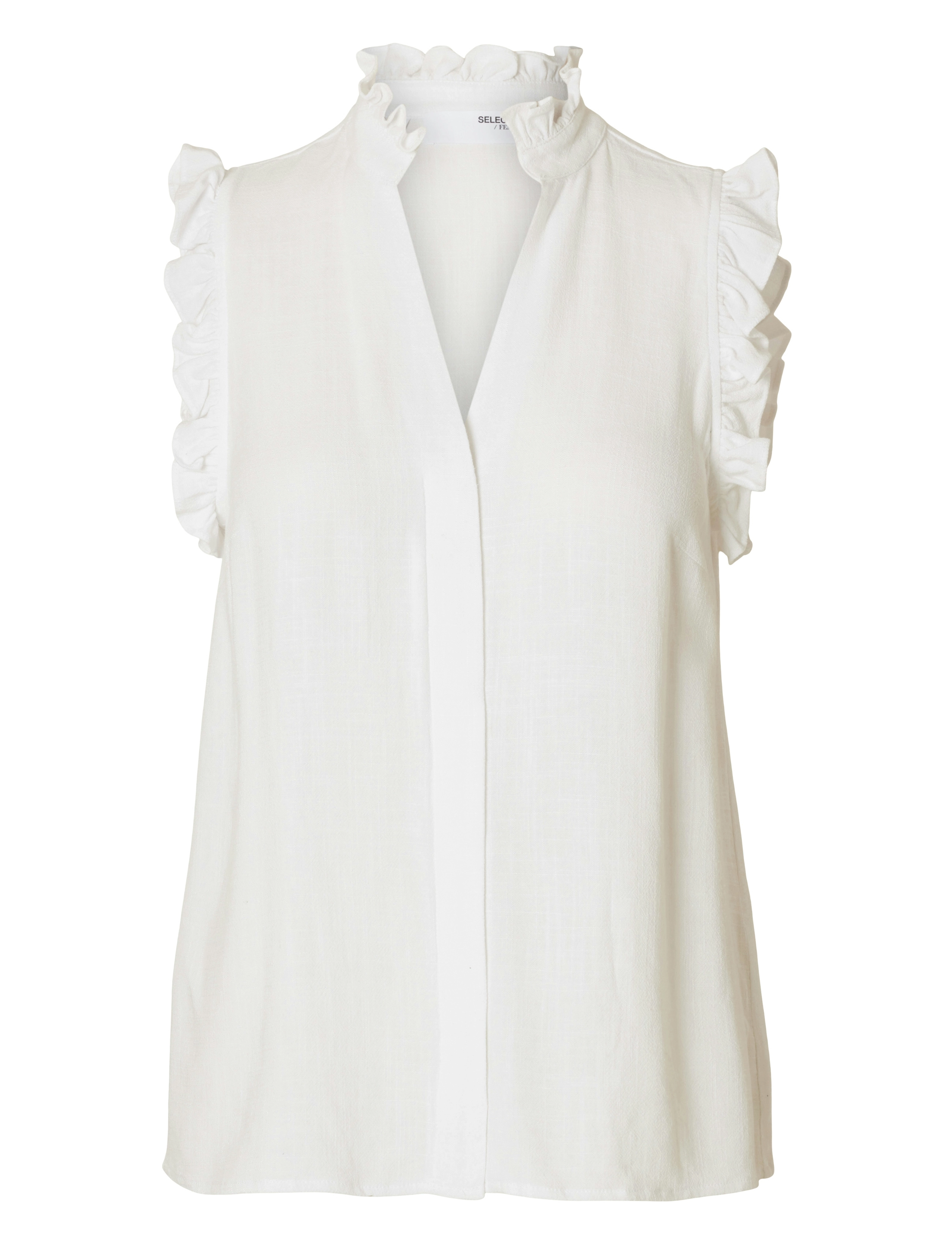Selected SLFVIVA SL SUN RUFFLE TOP NOOS - Kampagne - SNOW WHITE / white