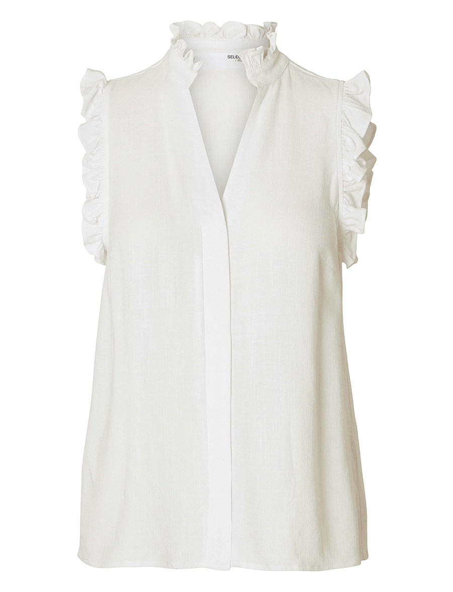 Selected - SLFVIVA SL SUN RUFFLE TOP NOOS - Ärmellose tops - snow white - 1