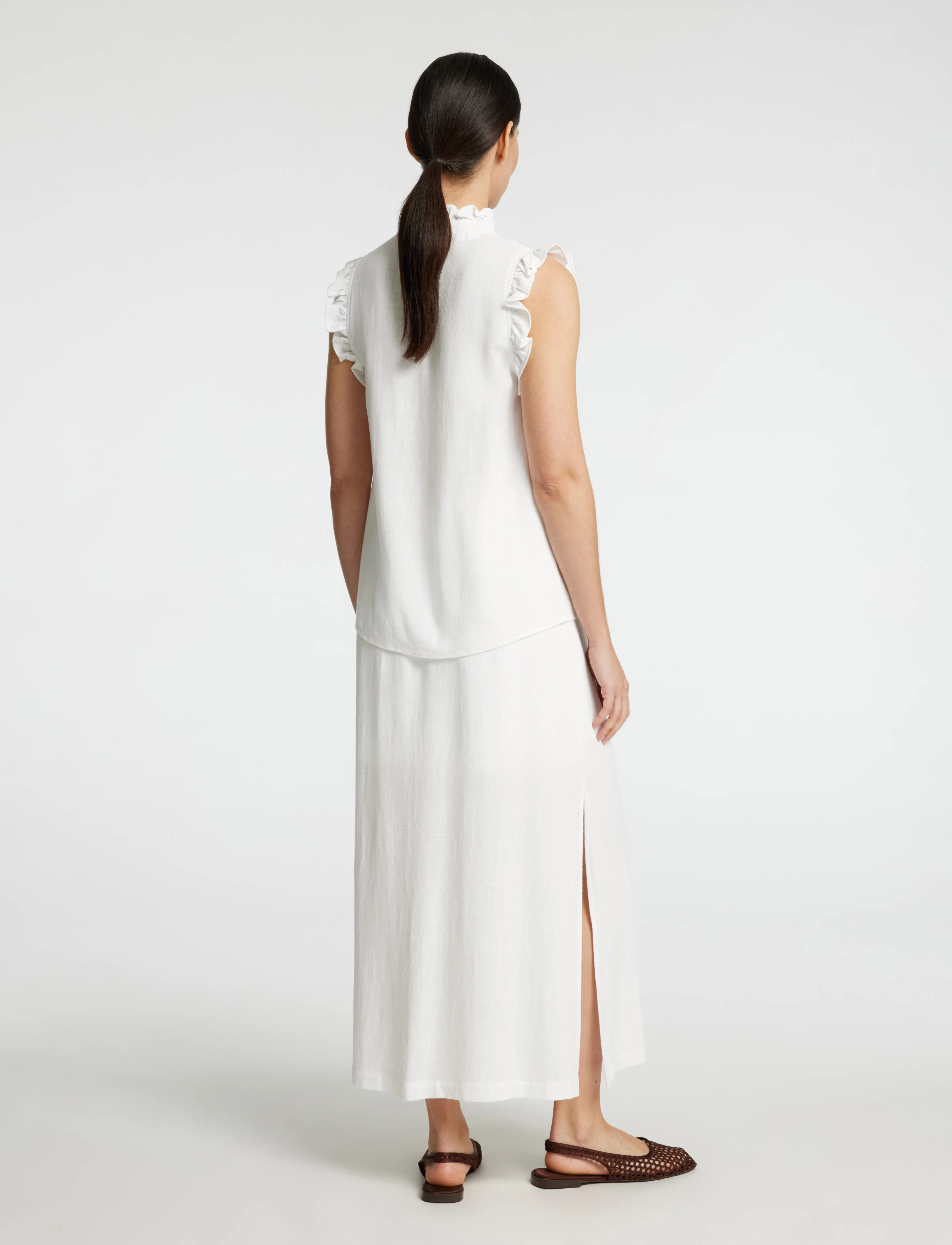 Selected - SLFVIVA SL SUN RUFFLE TOP NOOS - Ärmellose tops - snow white - 2