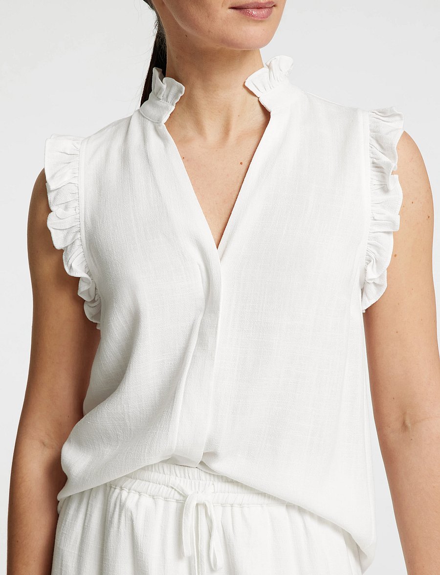 Selected - SLFVIVA SL SUN RUFFLE TOP NOOS - Ärmellose tops - snow white - 3