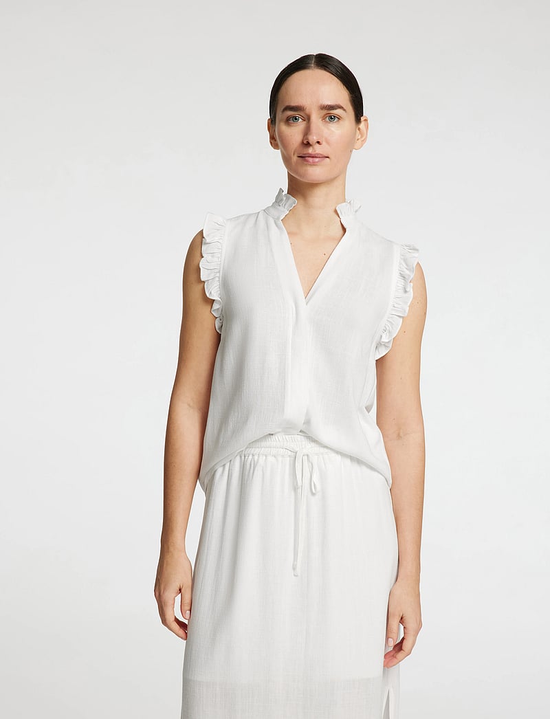 Selected - SLWVIVA SL SUN RUFFLE TOP NOOS - Ärmellose tops - snow white - 5