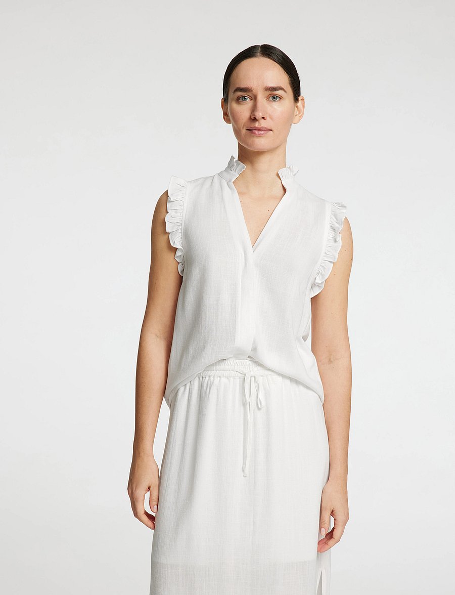 Selected - SLFVIVA SL SUN RUFFLE TOP NOOS - Ärmellose tops - snow white - 5
