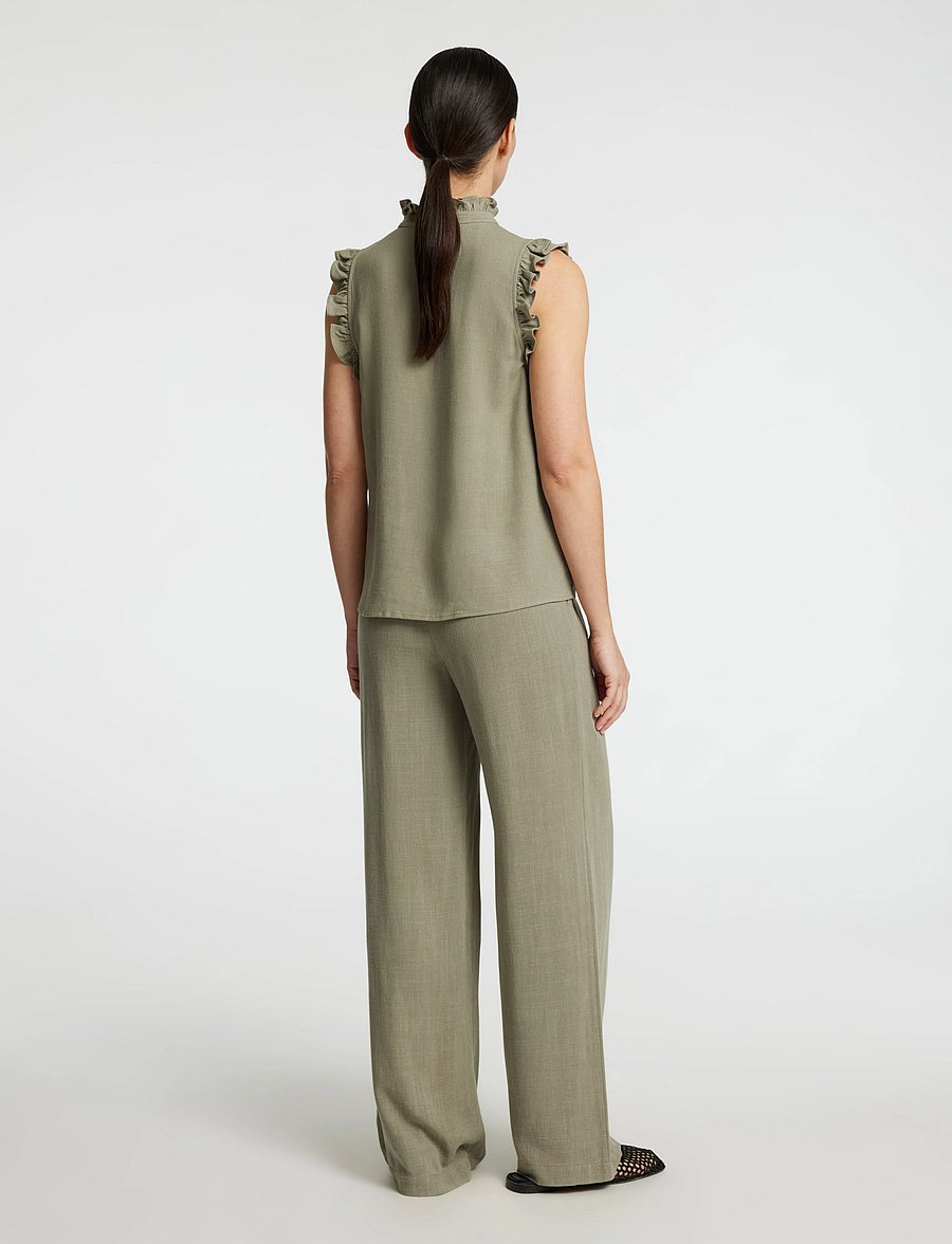 Selected - SLFVIVA SL SUN RUFFLE TOP NOOS - Ärmellose tops - vetiver - 2