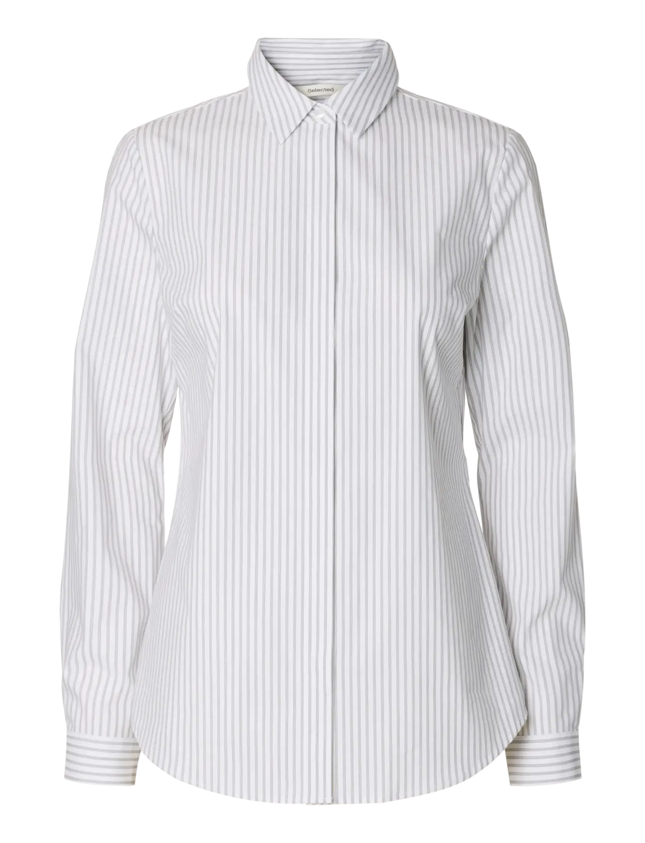 Selected SLWROMIE LS STRIPED FITTED SHIRT NOOS - Transitional Layering - BRIGHT WHITE / multi