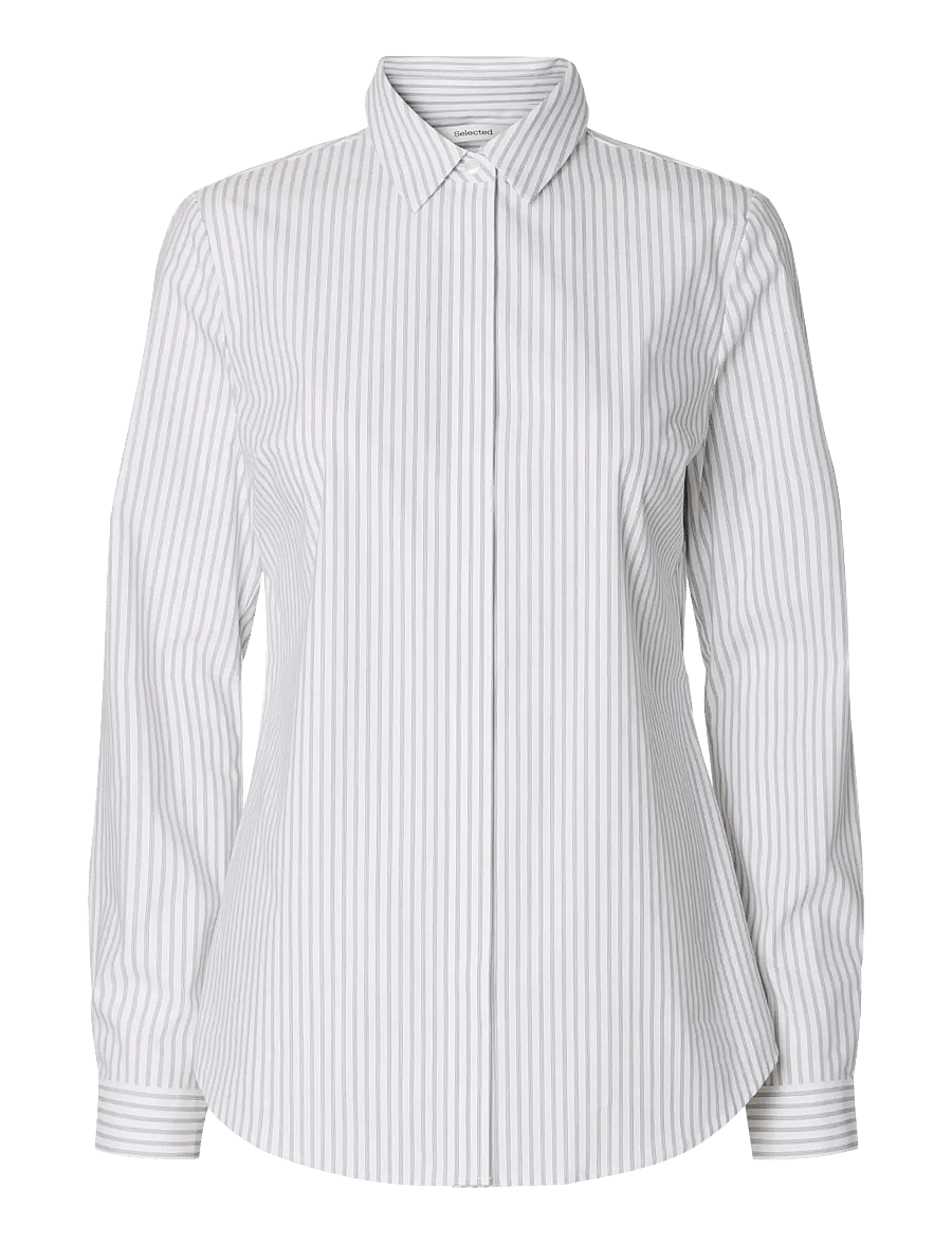 Selected - SLWROMIE LS STRIPED FITTED SHIRT NOOS - chemises à manches longues - bright white - 1