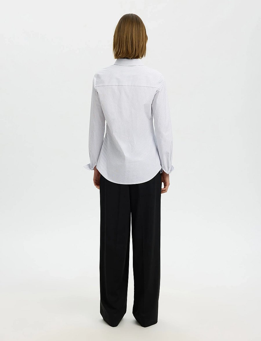Selected - SLWROMIE LS STRIPED FITTED SHIRT NOOS - chemises à manches longues - bright white - 2