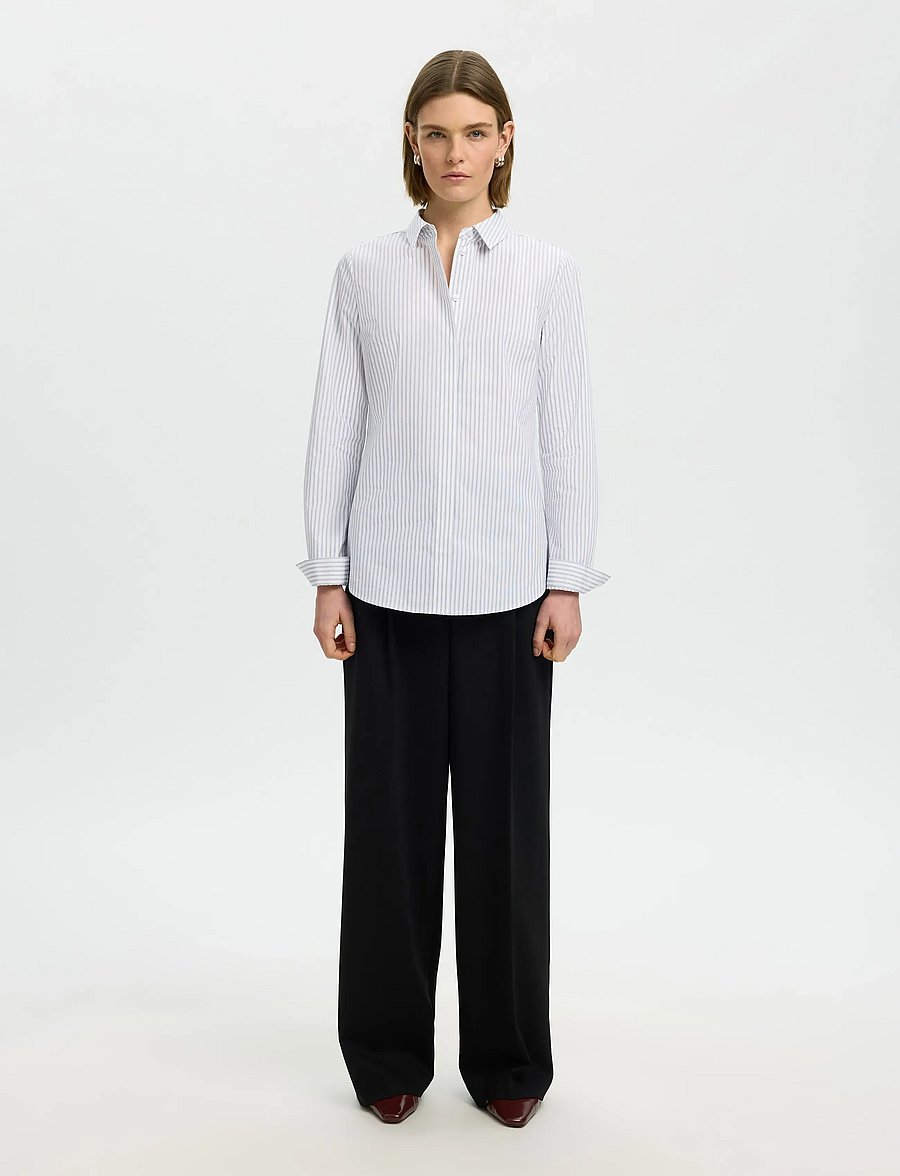 Selected - SLWROMIE LS STRIPED FITTED SHIRT NOOS - chemises à manches longues - bright white - 3
