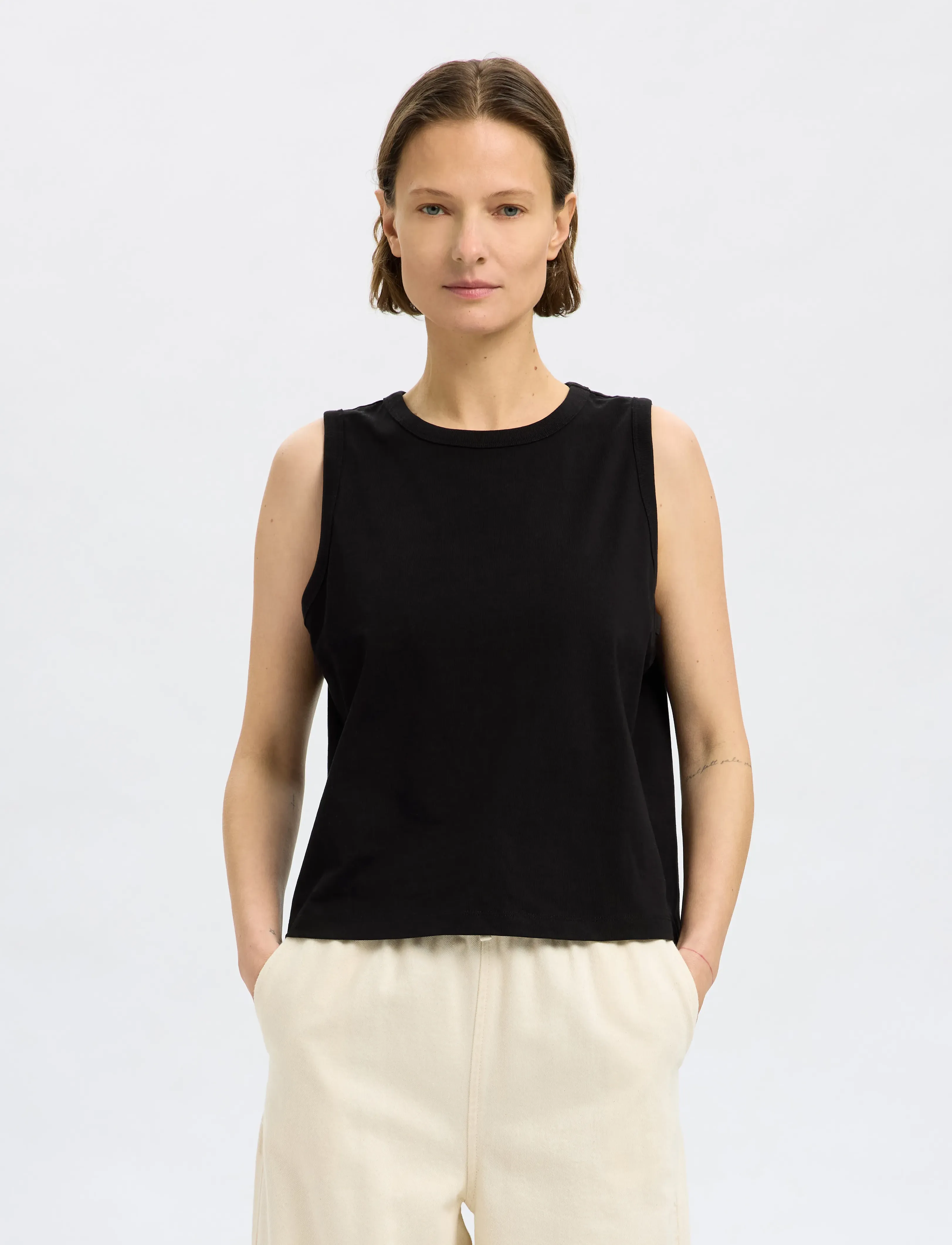 Selected - SLFESSENTIAL SL BOXY TANK TOP NOOS - black - 0