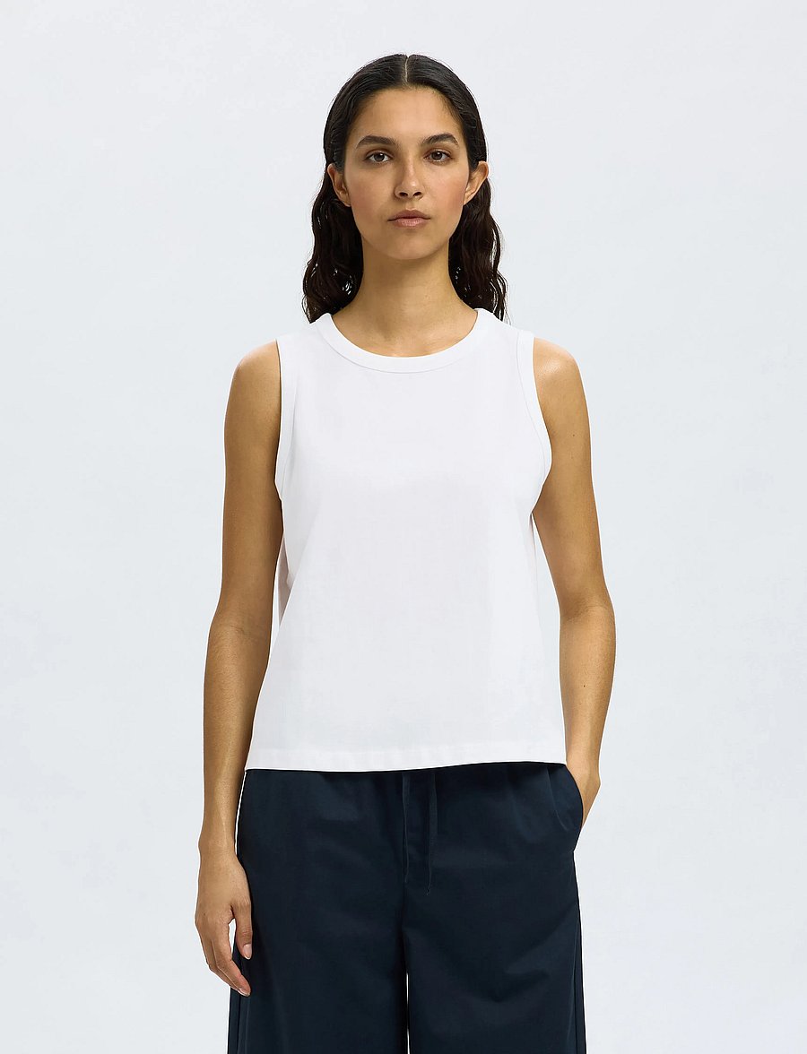 Selected - SLFESSENTIAL SL BOXY TANK TOP NOOS - bright white - 0