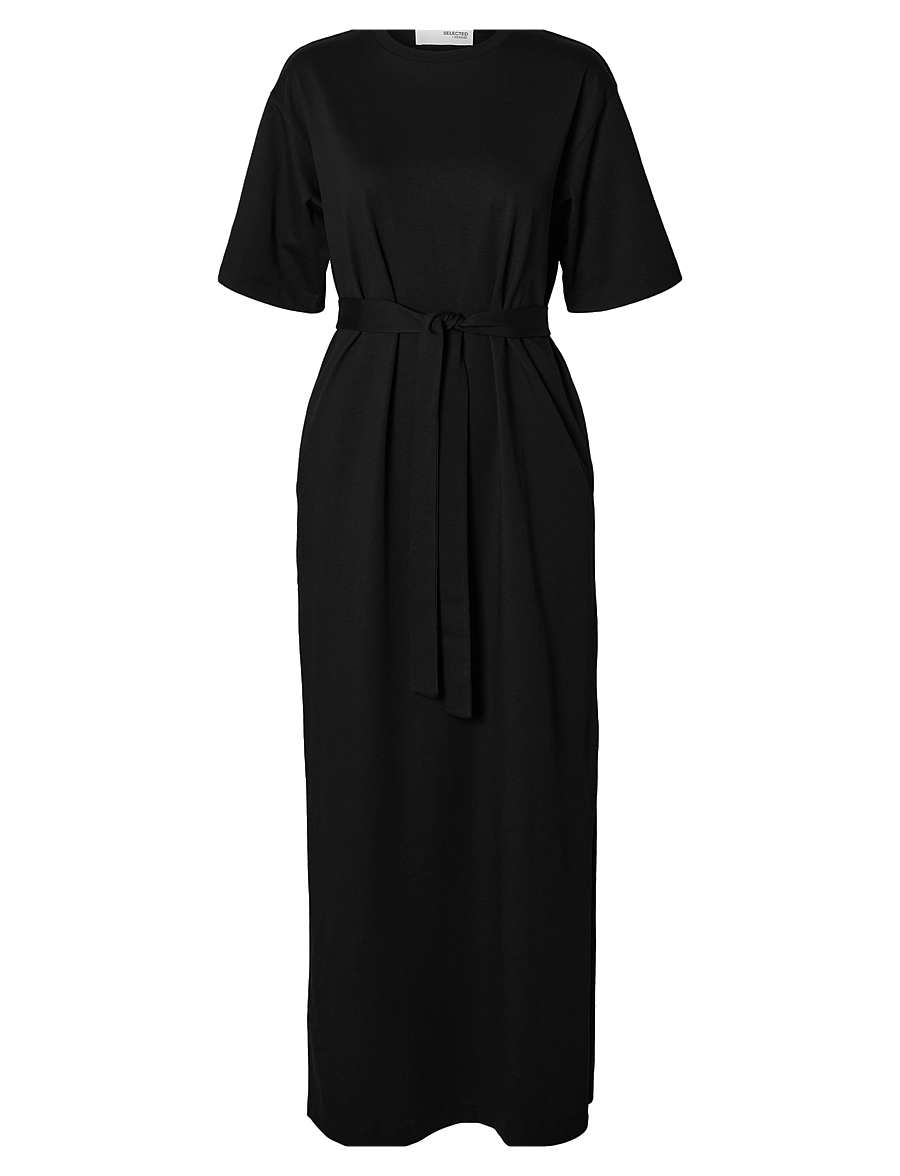 Selected - SLFESSENTIAL SS POCKET ANKLE DRESS NOOS - t-shirt-kleider - black - 1