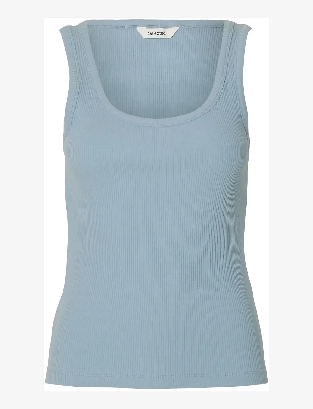 Selected - SLFANNA U-NECK TANK TOP NOOS - topid ja varrukateta alussärgid - dusty blue - 1