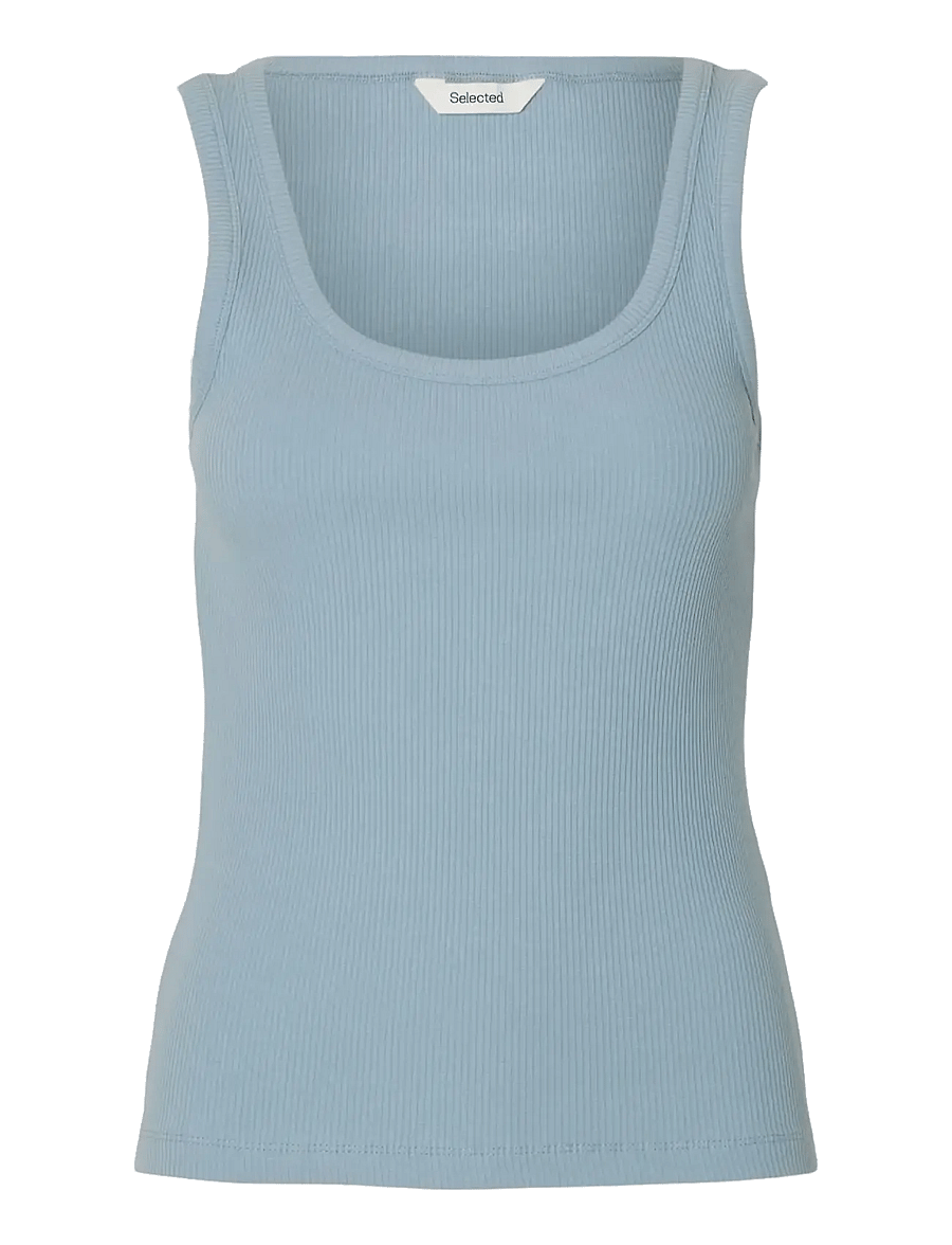 Selected - SLWANNA U-NECK TANK TOP NOOS - Ärmellose tops - dusty blue - 1