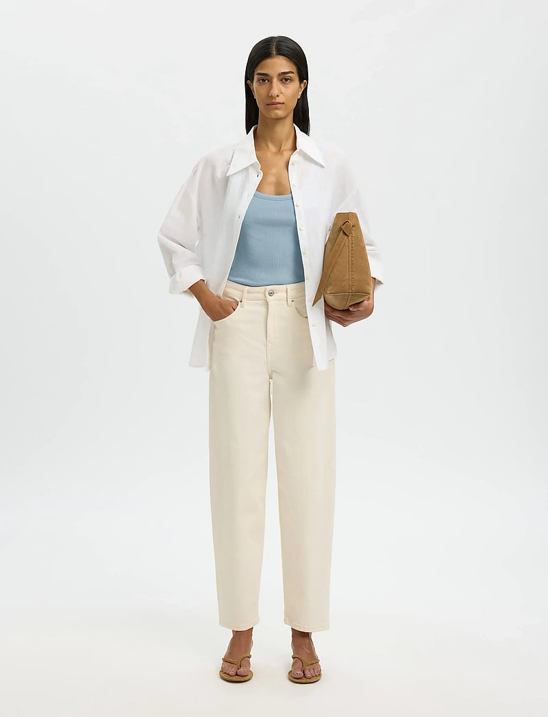 Selected - SLFANNA U-NECK TANK TOP NOOS - topid ja varrukateta alussärgid - dusty blue - 4