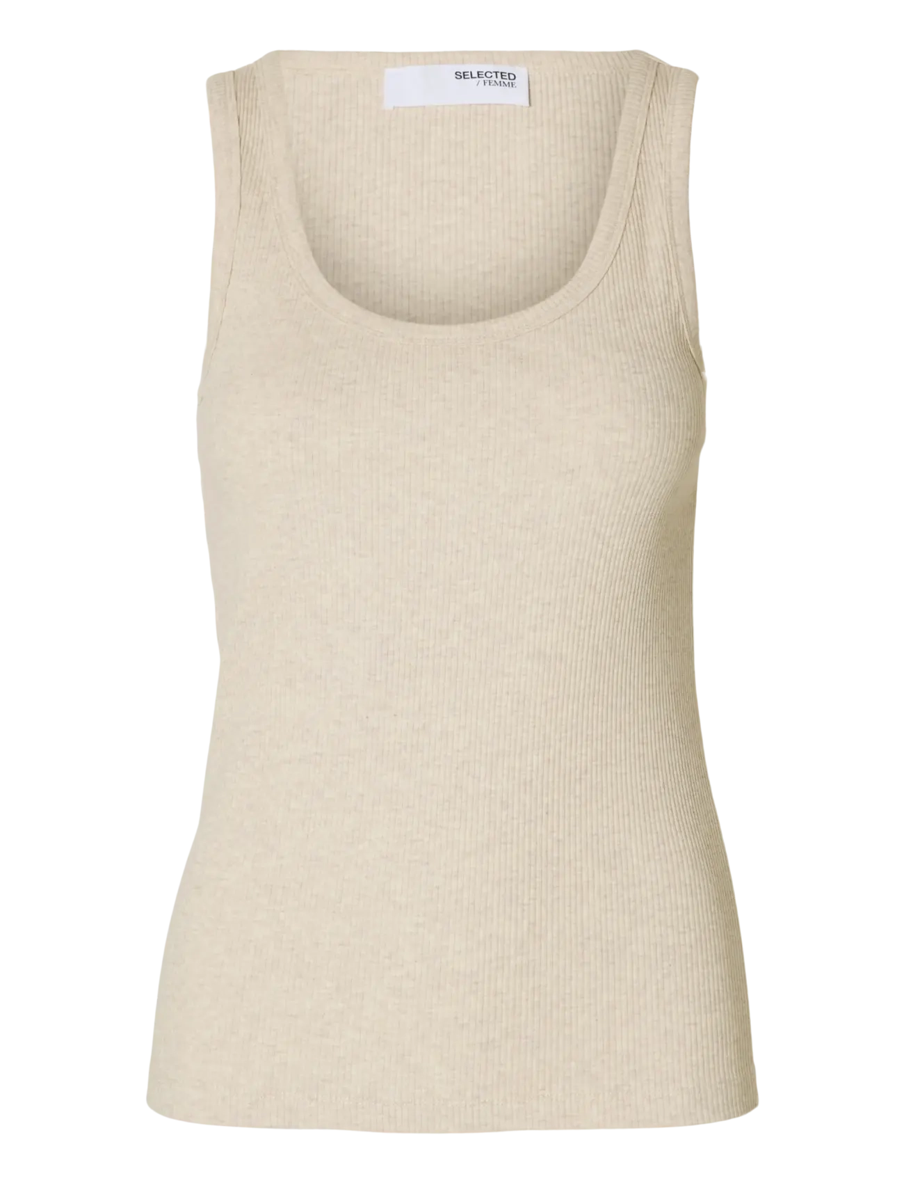 Selected SLWANNA U-NECK TANK TOP NOOS - Campaign - OATMEAL / cream