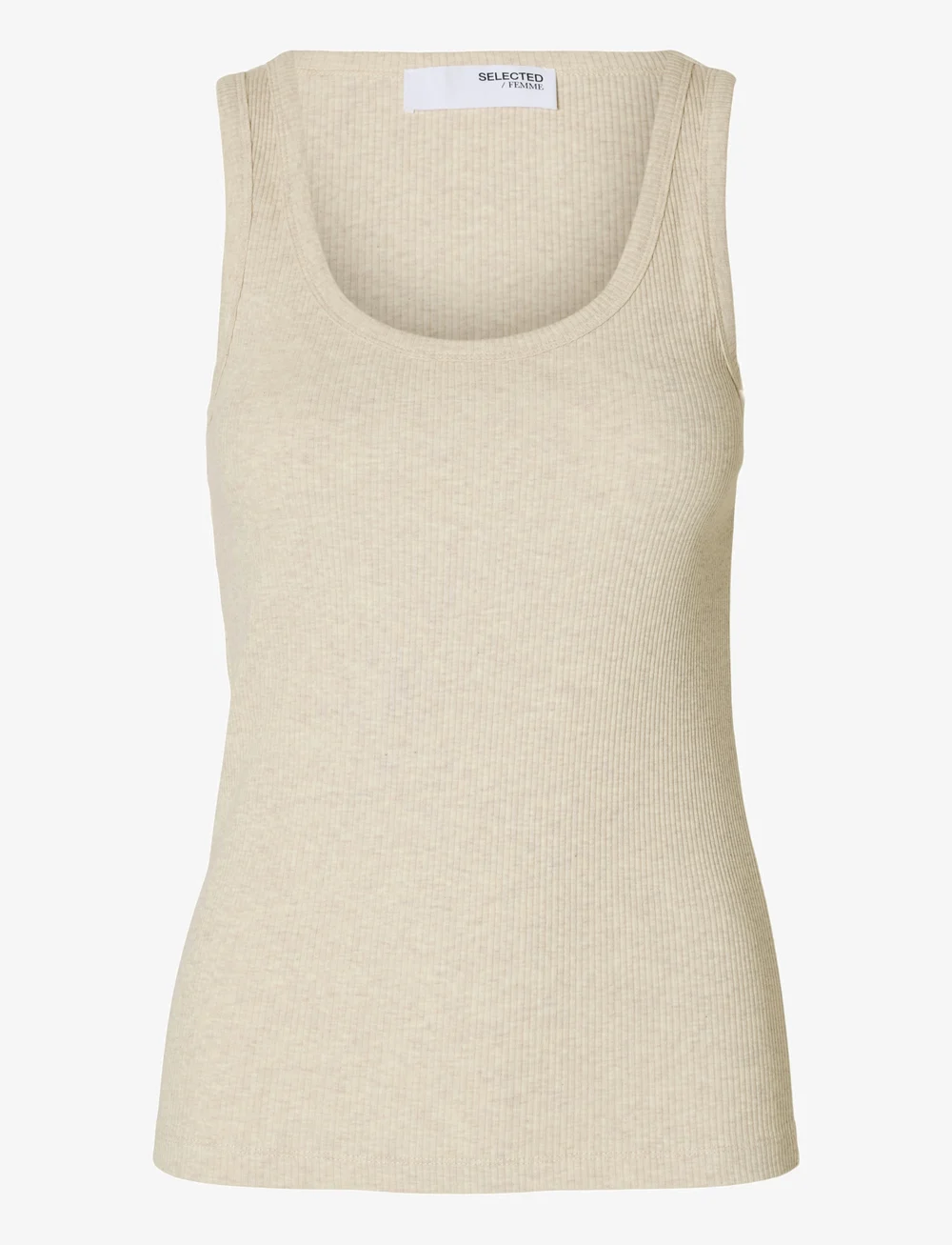 Selected - SLFANNA U-NECK TANK TOP NOOS - linnen - oatmeal - 1