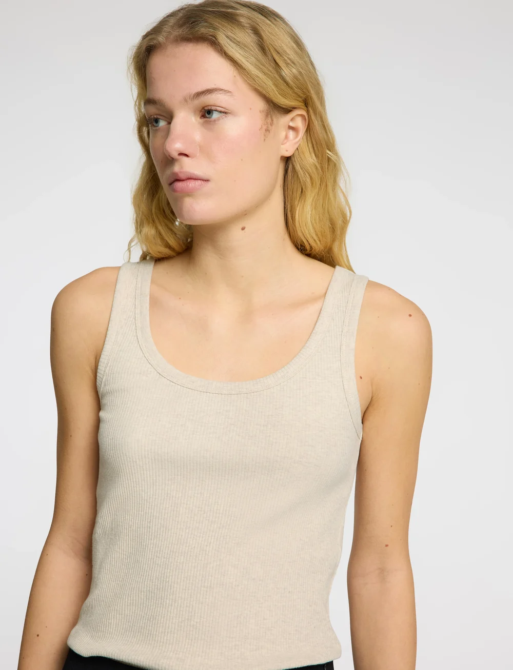 Selected - SLFANNA U-NECK TANK TOP NOOS - linnen - oatmeal - 3