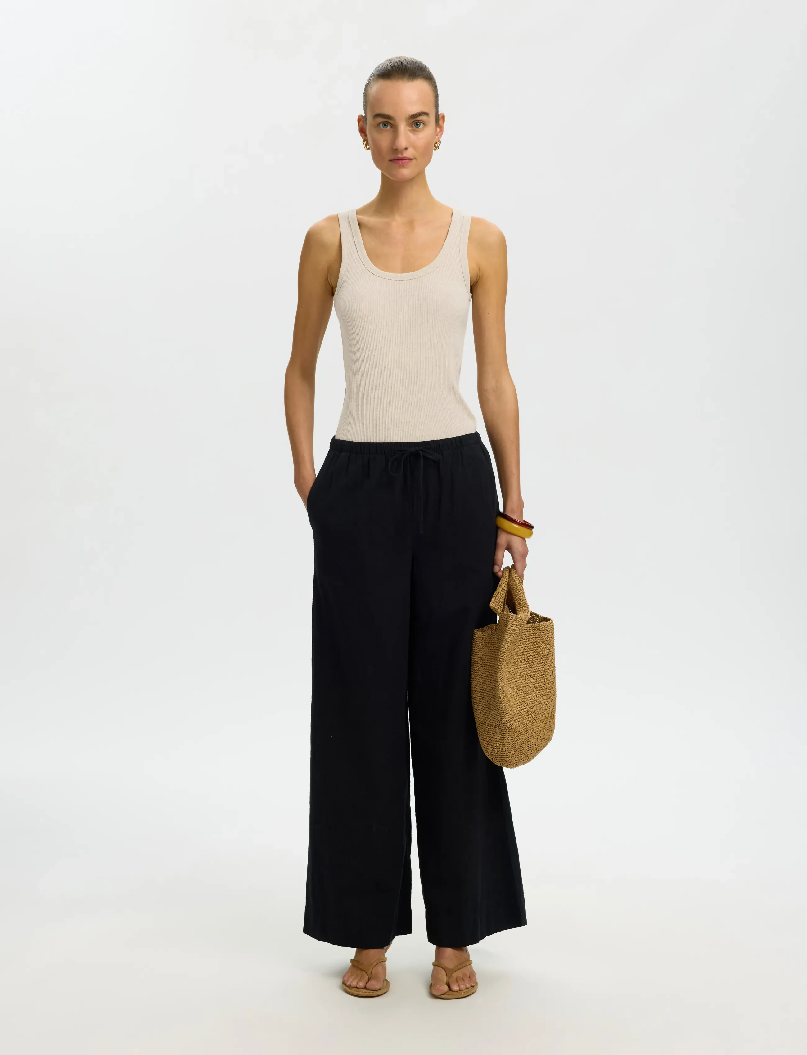 Selected - SLWANNA U-NECK TANK TOP NOOS - Ärmellose tops - oatmeal - 3