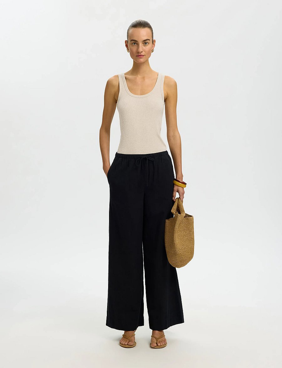 Selected - SLWANNA U-NECK TANK TOP NOOS - tanktops - oatmeal - 3