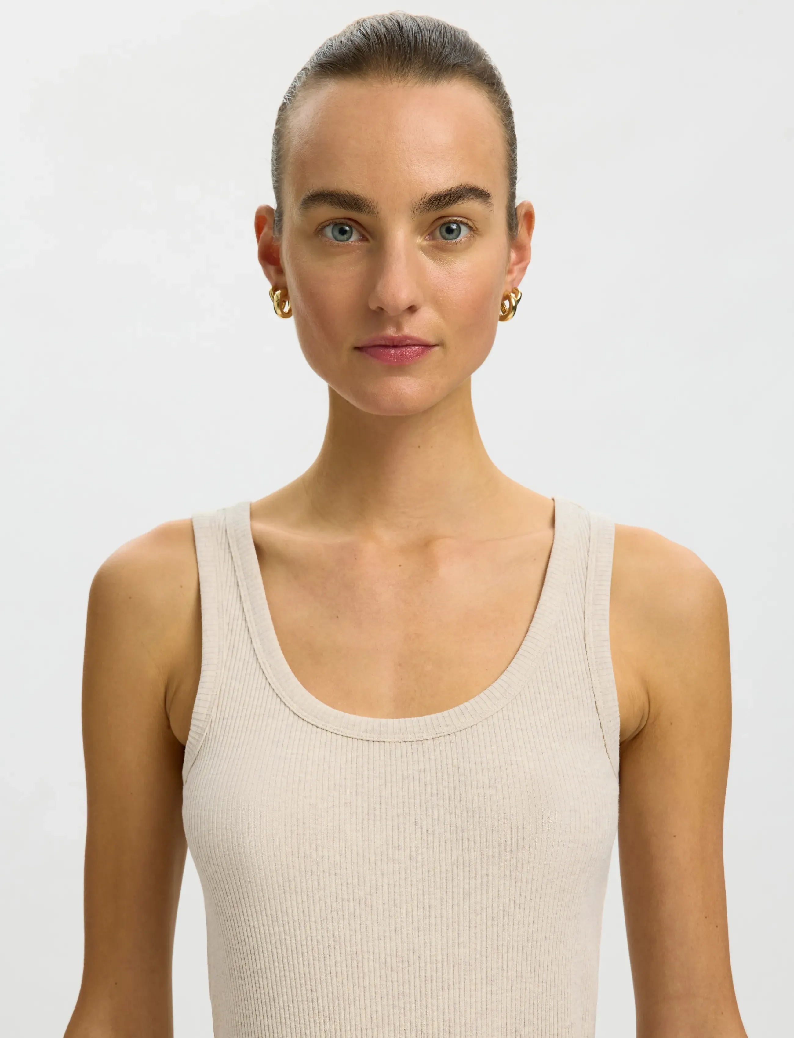 Selected - SLWANNA U-NECK TANK TOP NOOS - Ärmellose tops - oatmeal - 4