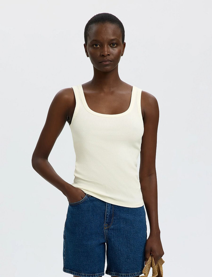 Selected - SLWANNA U-NECK TANK TOP NOOS - mouwloze tops - snow white - 0