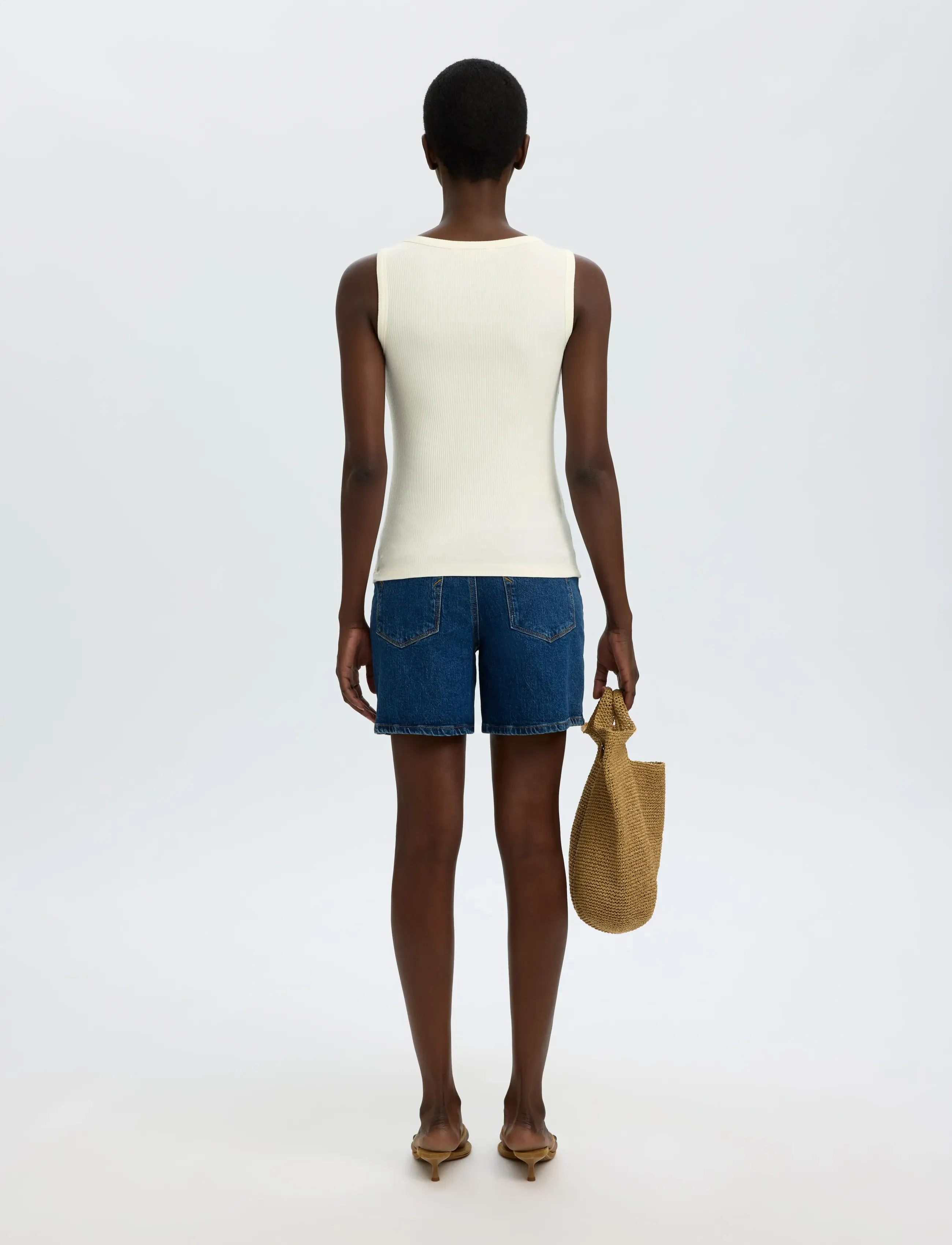 Selected - SLWANNA U-NECK TANK TOP NOOS - tanktops - snow white - 2