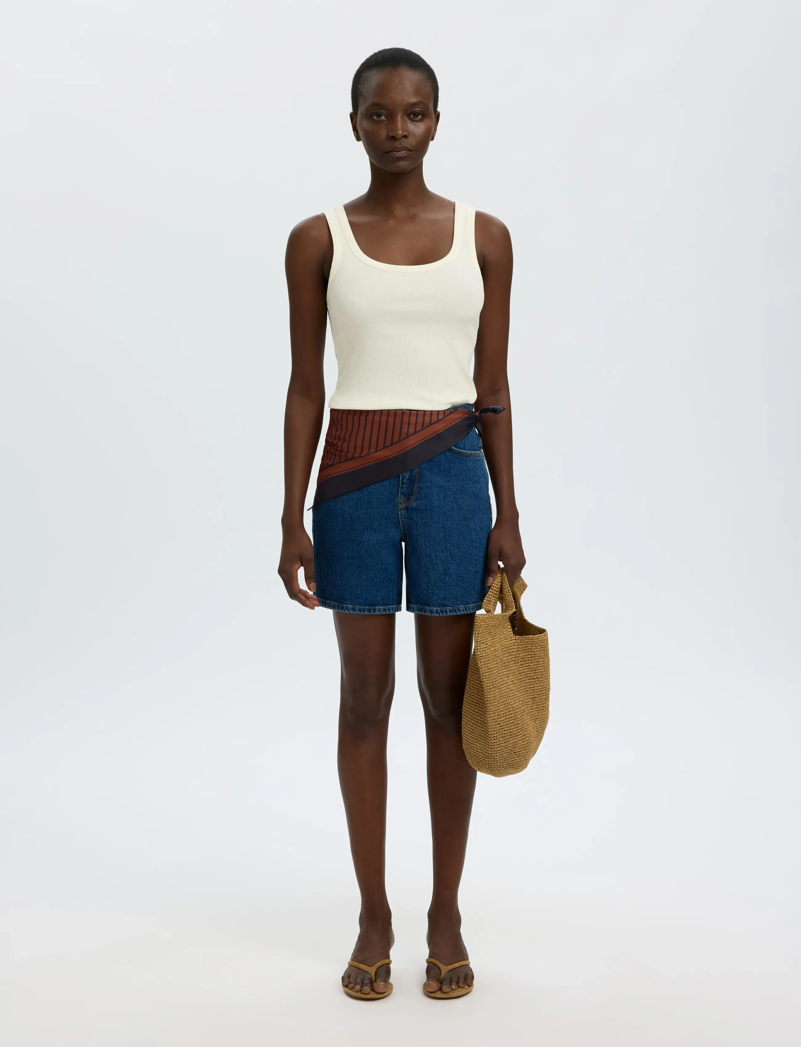Selected - SLWANNA U-NECK TANK TOP NOOS - tanktops - snow white - 5