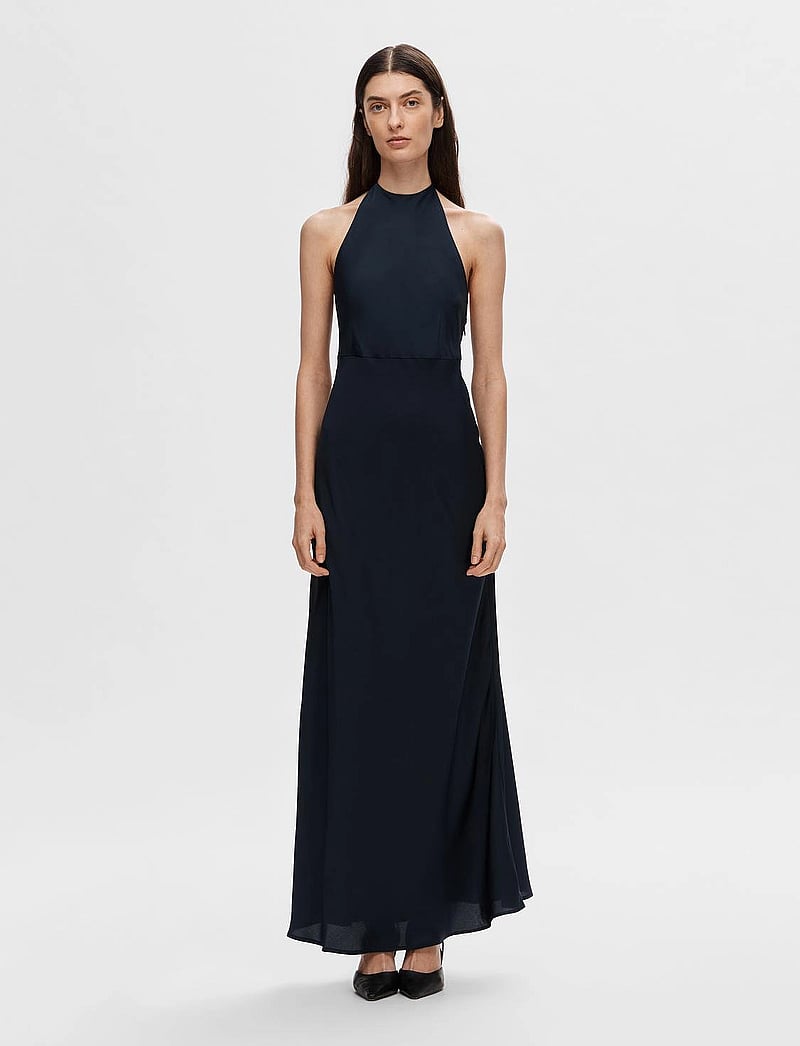Selected - SLFANNIE HALTERNECK MAXI DRESS D2 - aftenkjoler - dark sapphire - 0