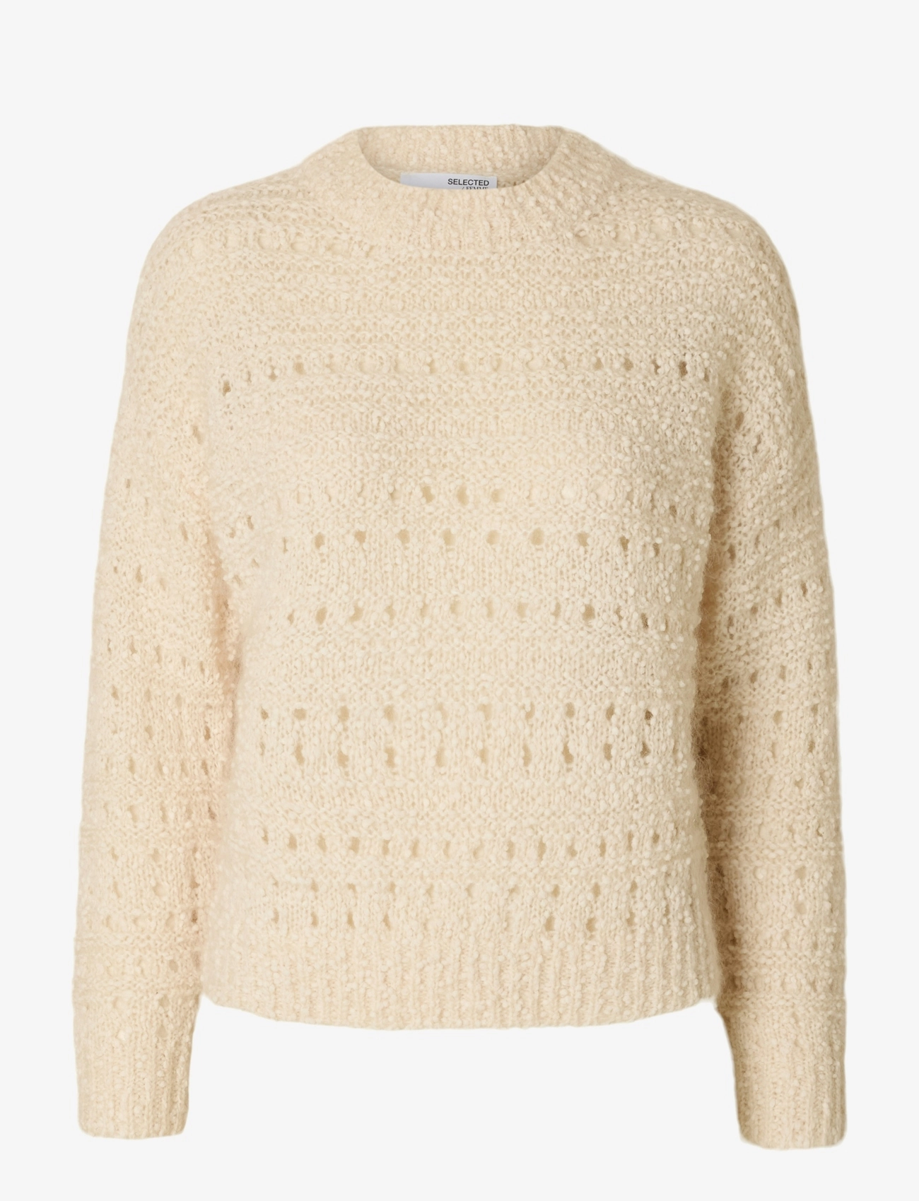 SELECTED Slfalfi Ls Knit O-Neck Cream - XS - Damen