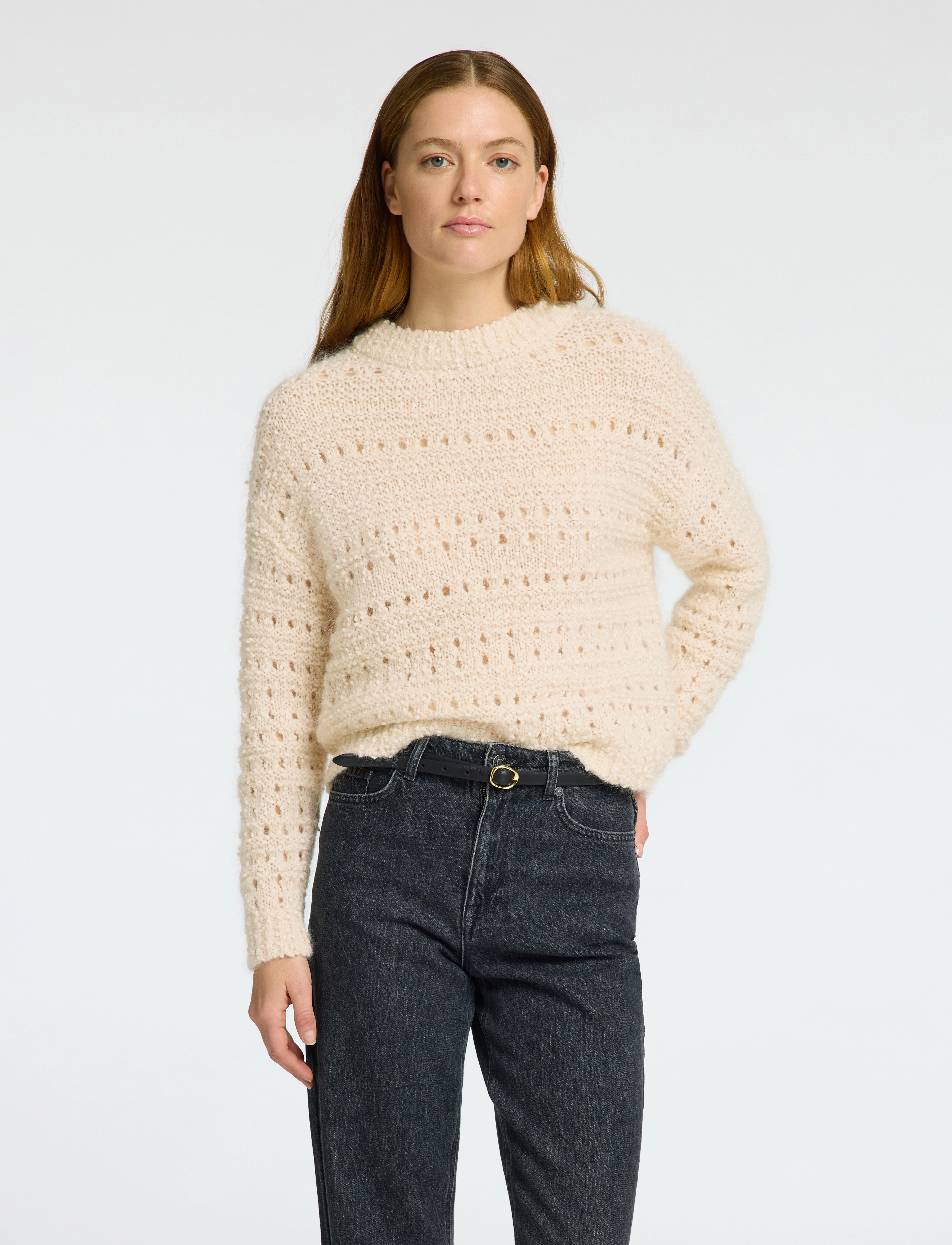 Selected Slfalfi Ls Knit O-Neck, S, Knitwear, Creme - Jumpers, Frauen