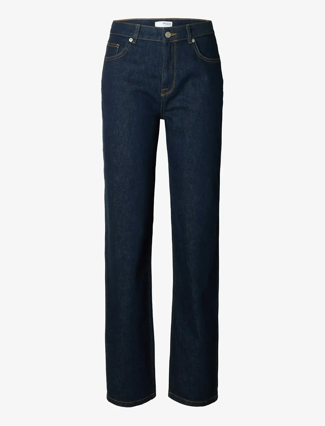 Selected - SLFALICE MW STRAIGHT MOON BLUE JEANS - straight jeans - dark blue denim - 1