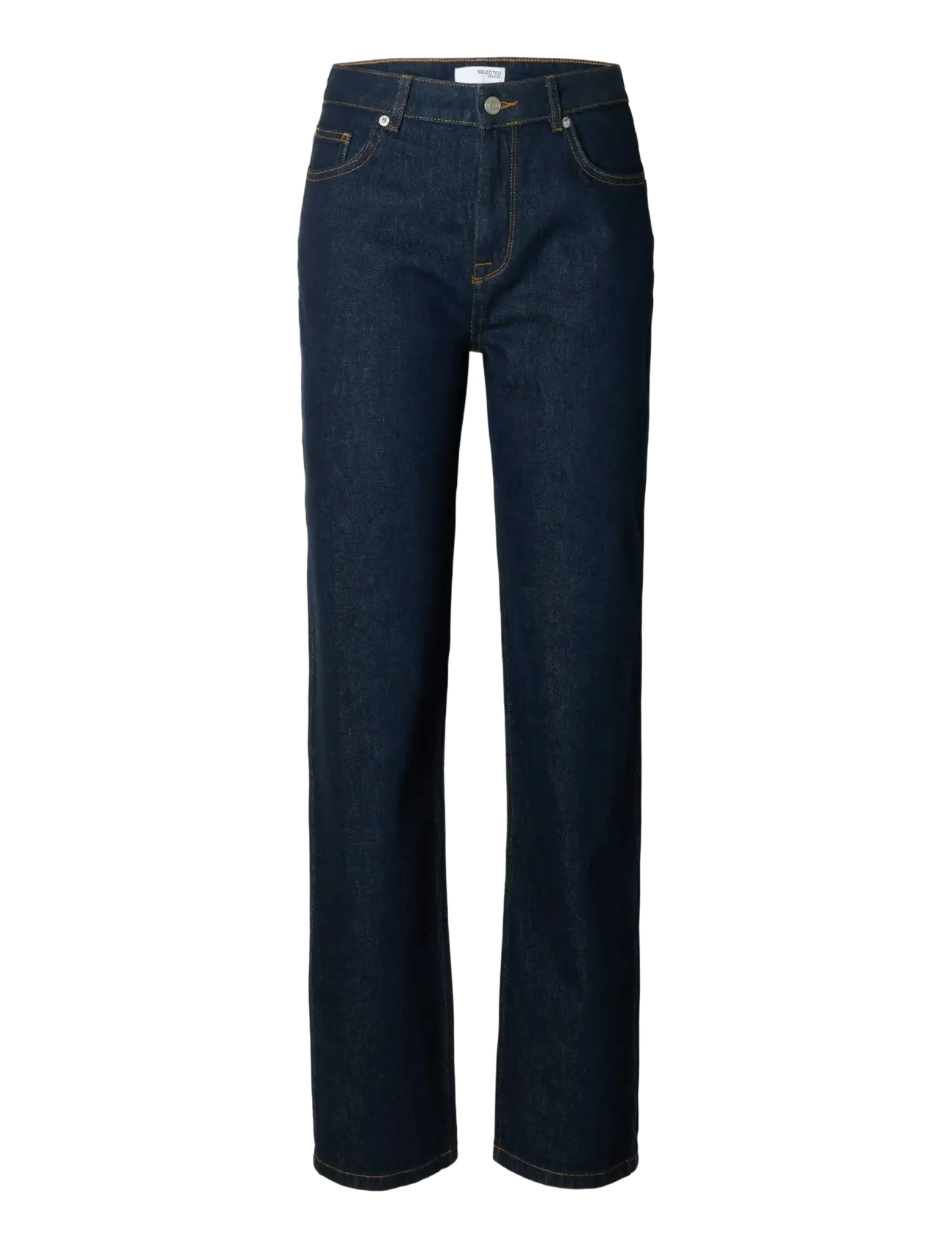 SLFALICE MW STRAIGHT MOON BLUE JEANS - DARK BLUE DENIM
