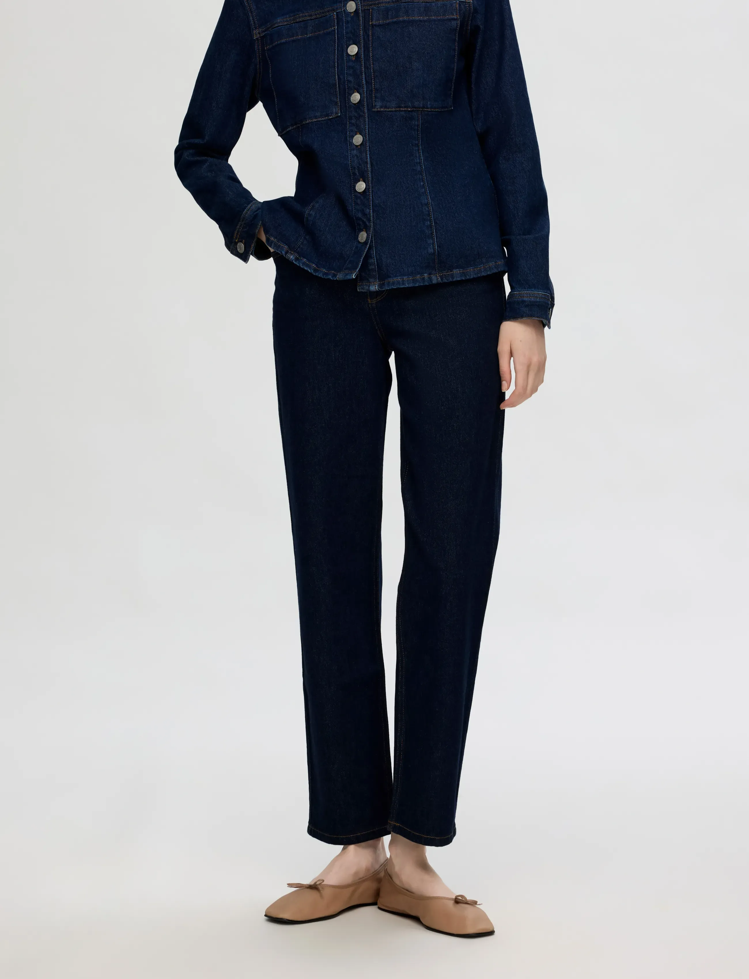 Selected SLFALICE MW STRAIGHT MOON BLUE JEANS - Transitional Layering - DARK BLUE DENIM / blue