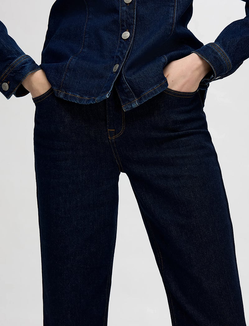 Selected - SLFALICE MW STRAIGHT MOON BLUE JEANS - straight jeans - dark blue denim - 3