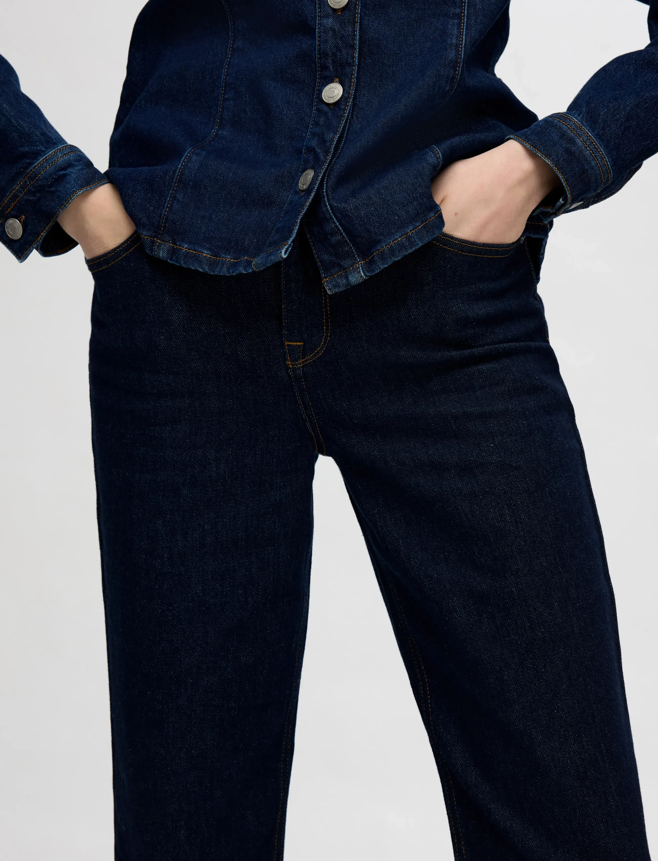 Selected - SLFALICE MW STRAIGHT MOON BLUE JEANS - straight jeans - dark blue denim - 3
