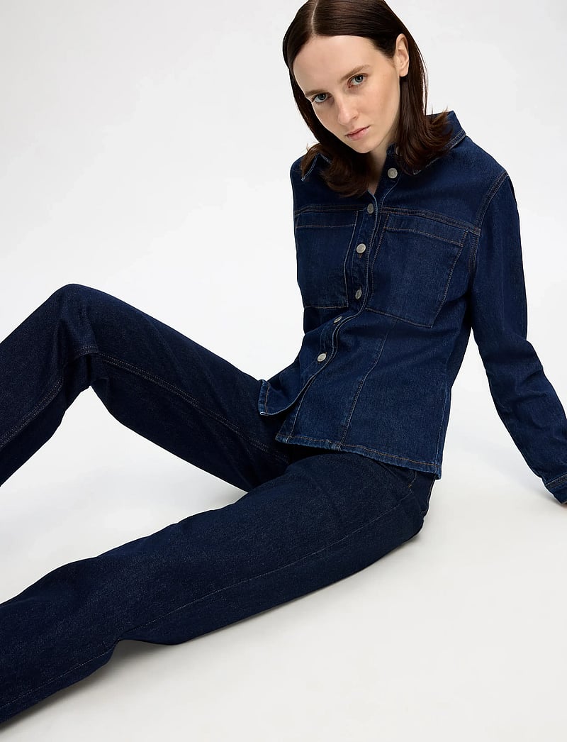 Selected - SLFALICE MW STRAIGHT MOON BLUE JEANS - straight jeans - dark blue denim - 4