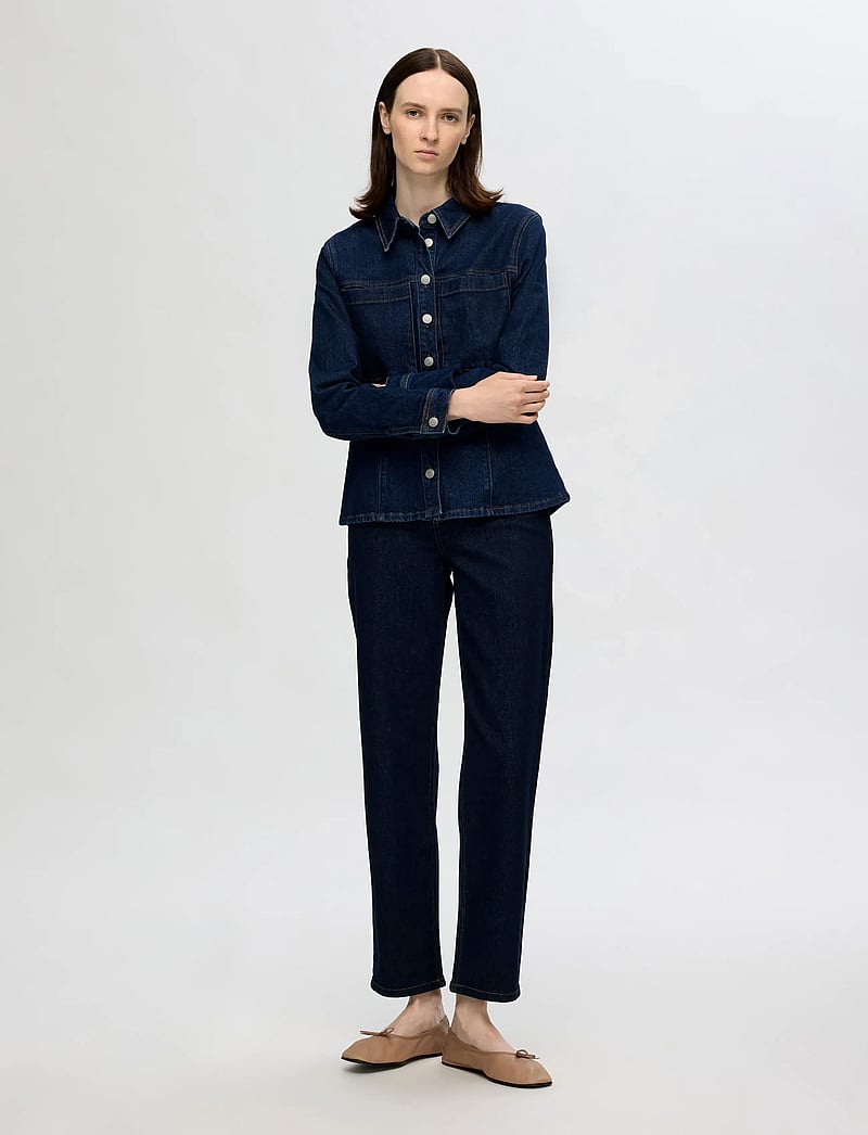 Selected - SLFALICE MW STRAIGHT MOON BLUE JEANS - straight jeans - dark blue denim - 5