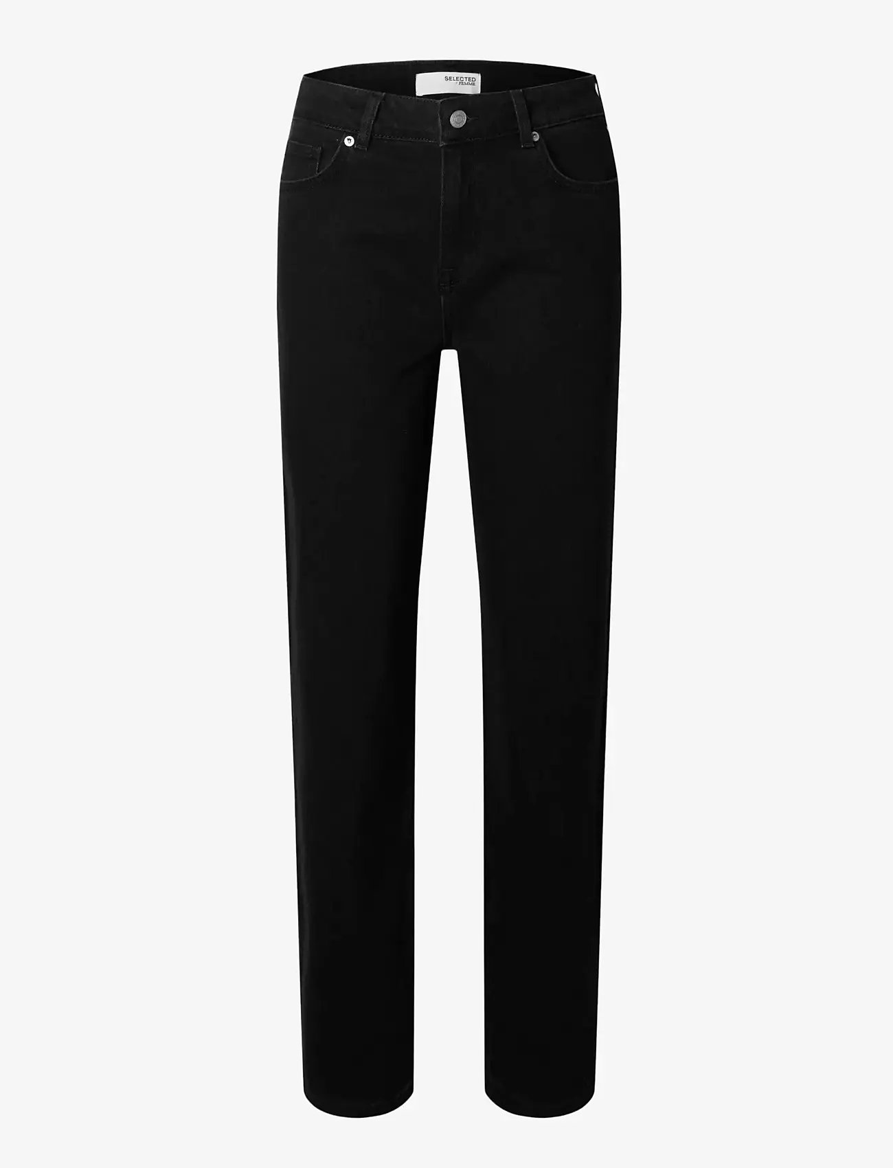 Selected - SLFALICE MW STRAIGHT BLACK JEANS NOOS - straight jeans - black - 1
