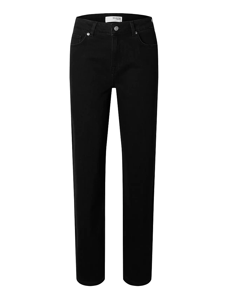 Selected - SLFALICE MW STRAIGHT BLACK JEANS NOOS - raka jeans - black - 1