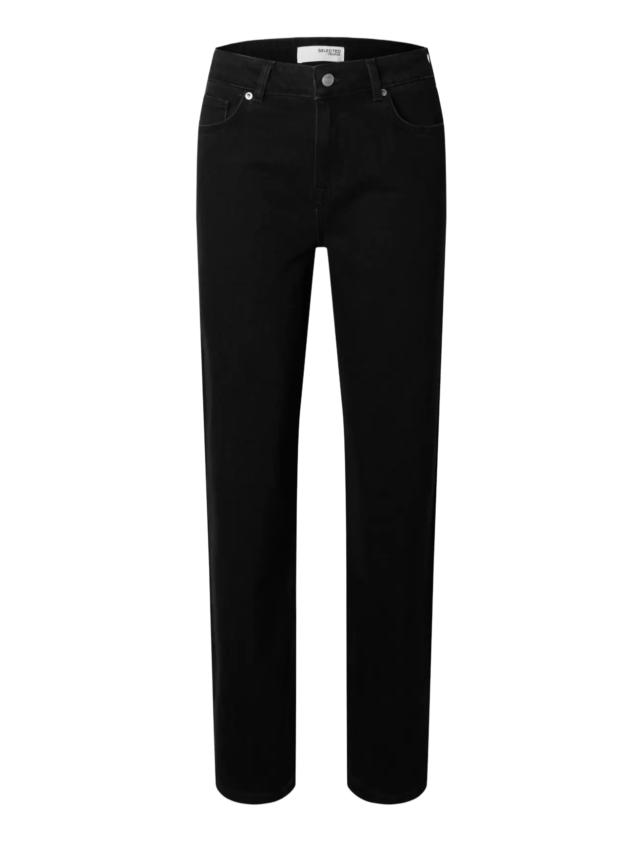 Selected SLFALICE MW STRAIGHT BLACK JEANS NOOS - Jeans - BLACK / black