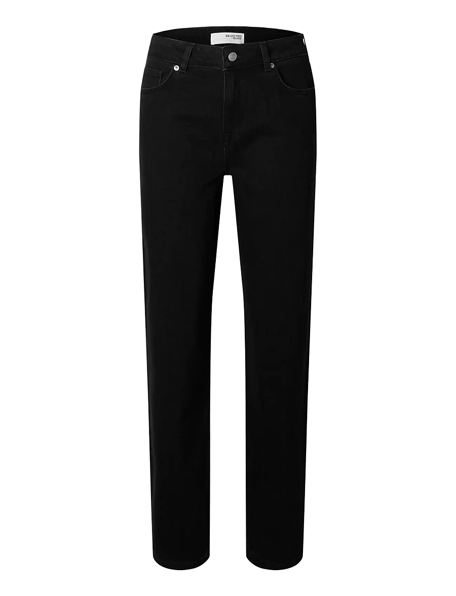 Selected - SLFALICE MW STRAIGHT BLACK JEANS NOOS - straight jeans - black - 1