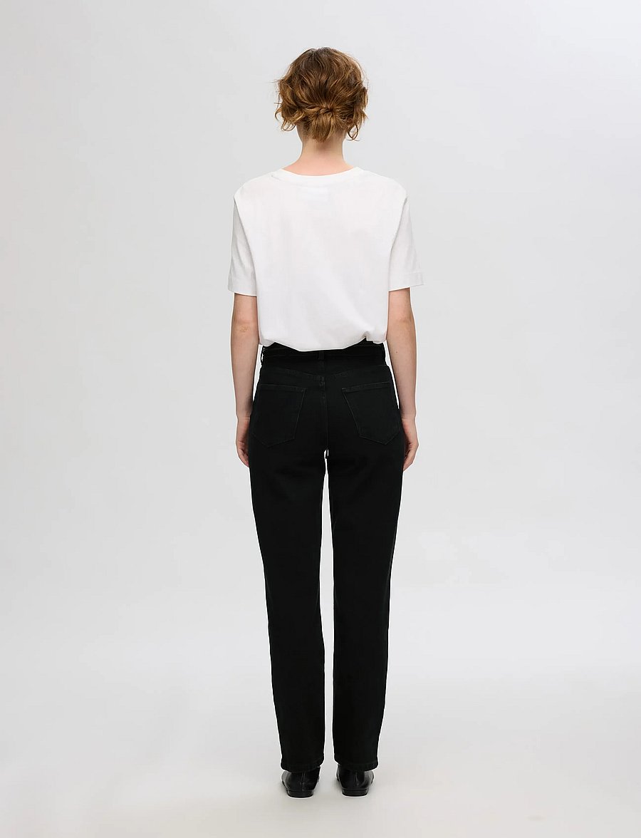 Selected - SLFALICE MW STRAIGHT BLACK JEANS NOOS - straight jeans - black - 2