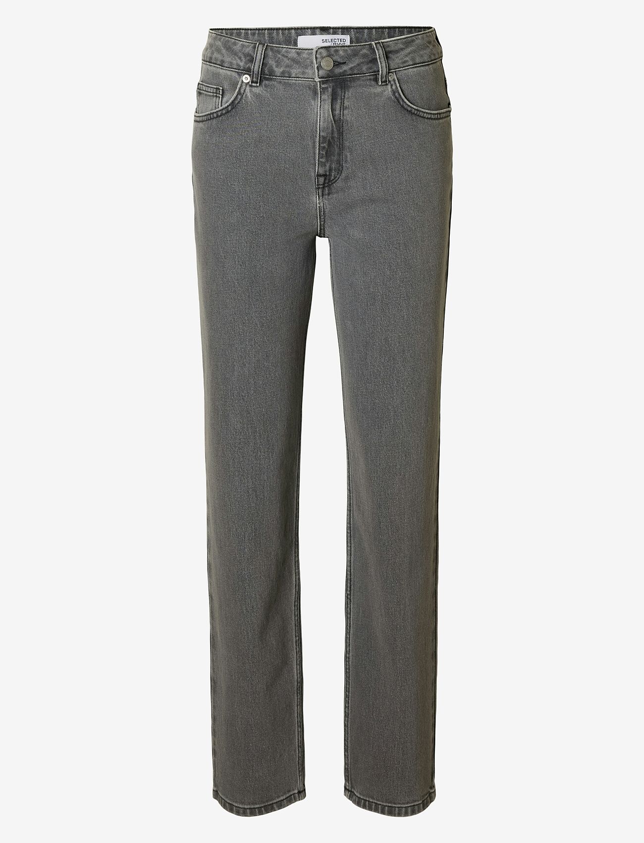 Selected - SLFALICE MW STRAIGHT ELOISE GREY JEANS - raka jeans - light grey denim - 1
