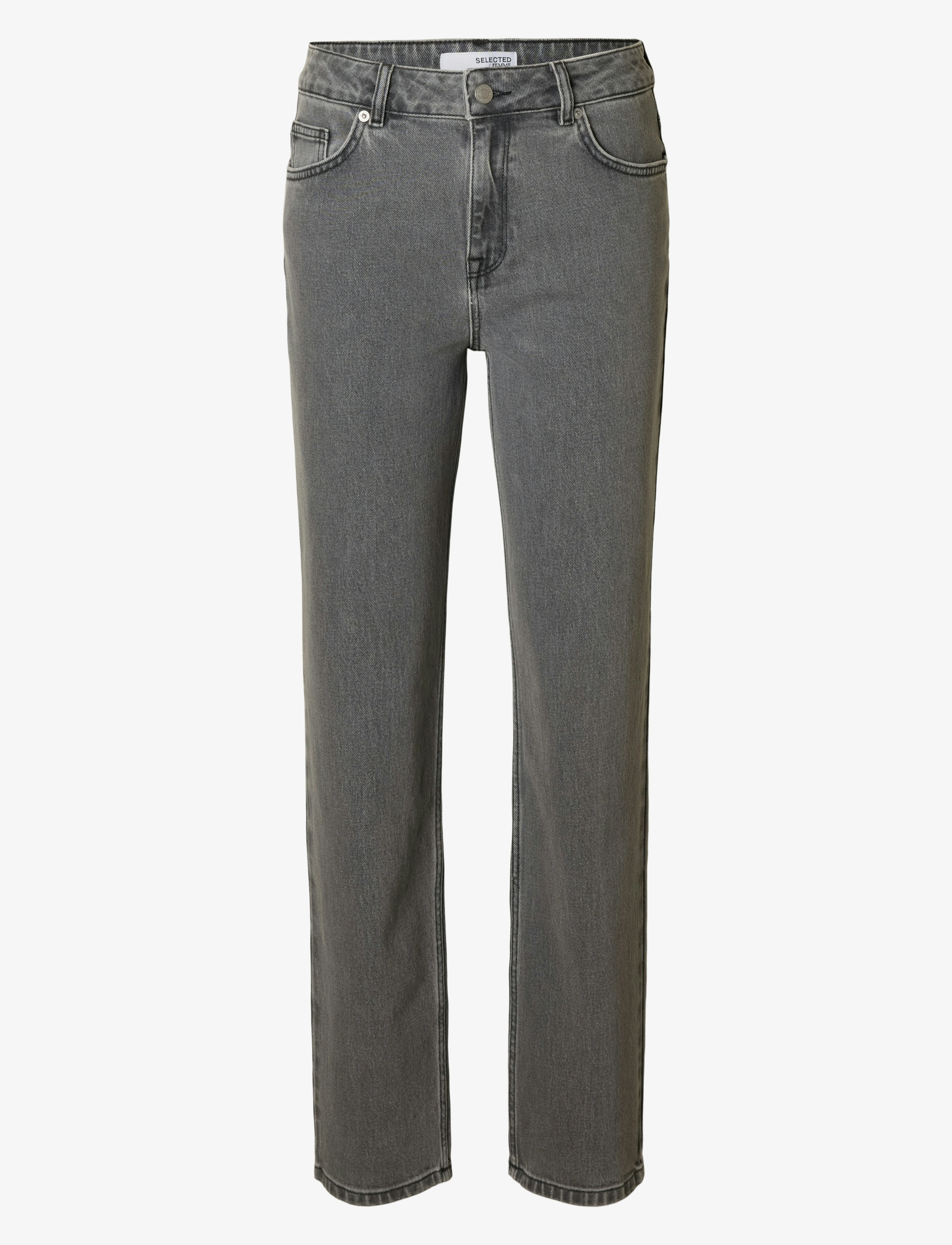 Selected SLFALICE MW STRAIGHT ELOISE GREY JEANS - Jeans - LIGHT GREY DENIM / grey