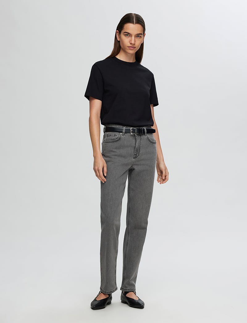Selected - SLFALICE MW STRAIGHT ELOISE GREY JEANS - straight jeans - light grey denim - 3