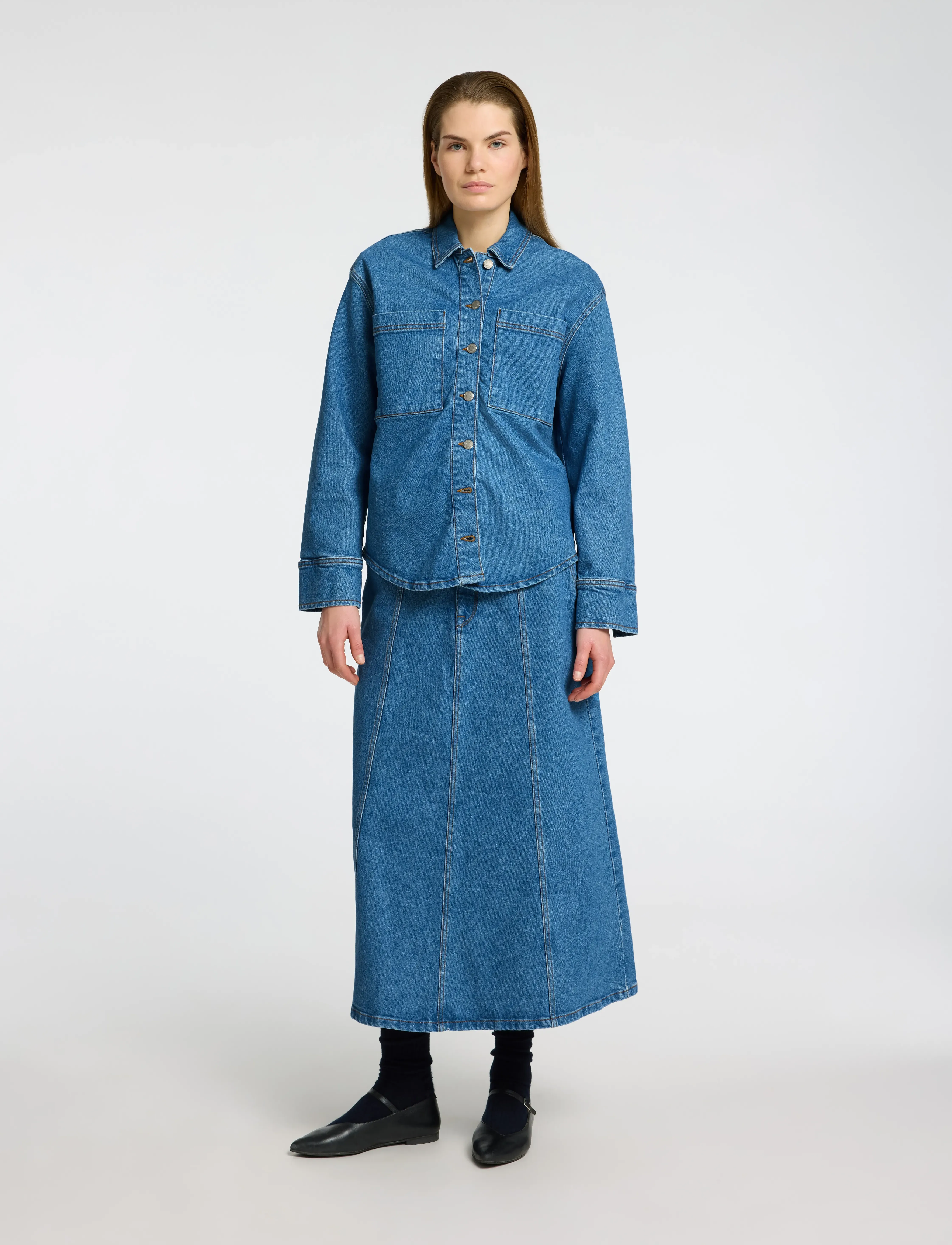 Selected Slfevelyn Ls Shirt, 34, Shirts, Blau - Long-sleeved, Frauen