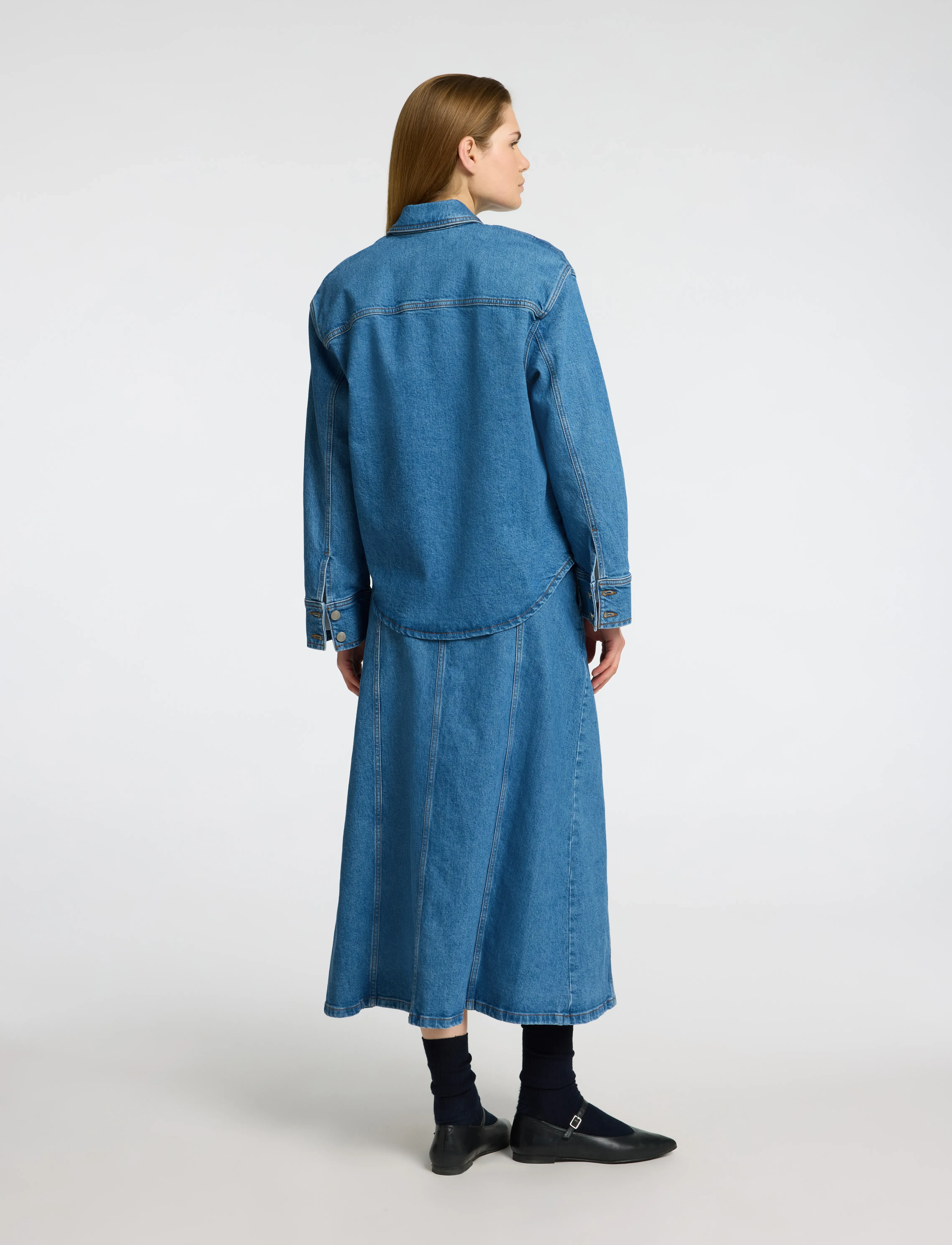 Selected - SLFEVELYN LS SHIRT - jeansblouses - medium blue denim - 2