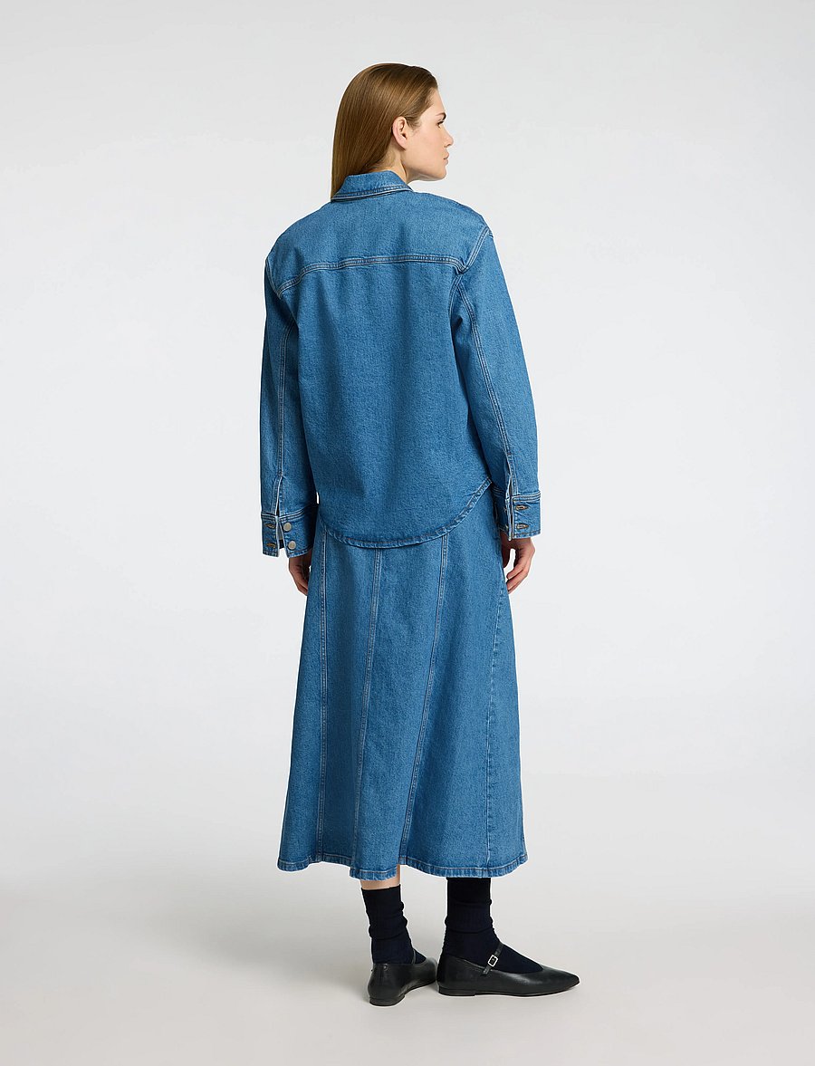 Selected - SLFEVELYN LS SHIRT - džinsiniai marškiniai - medium blue denim - 2